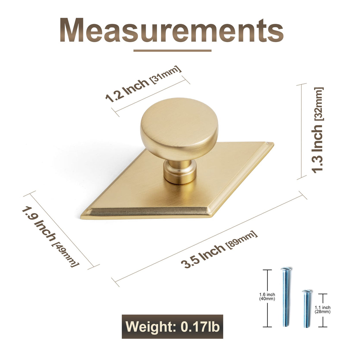 Goo-Ki 6 Pack Vintage Brass Zinc Alloy Cabinet Knob with Back Plate Single Hole Center Kitchen Hardware