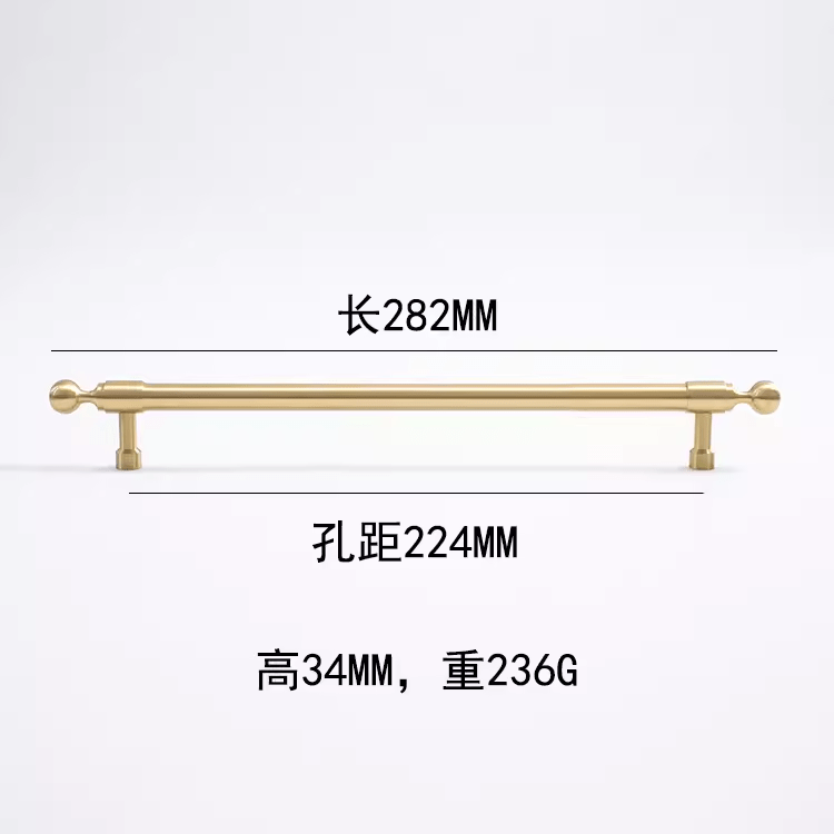 Goo-Ki 8.8'' Hole Center / 2 Pack French Light Luxury Wardrobe Solid Brass Handle Golden Strip Cabinet Handle