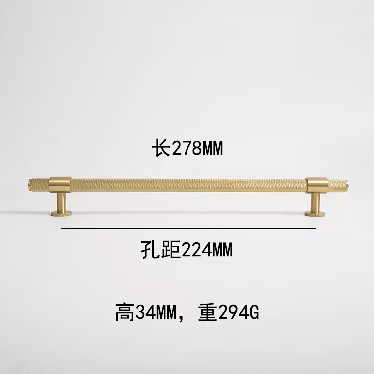 Goo-Ki 8.8'' Hole Center / 2 Pack Italian Style Knurled Closet Door Knob Cupboard Simple Gold Cabinet Pulls