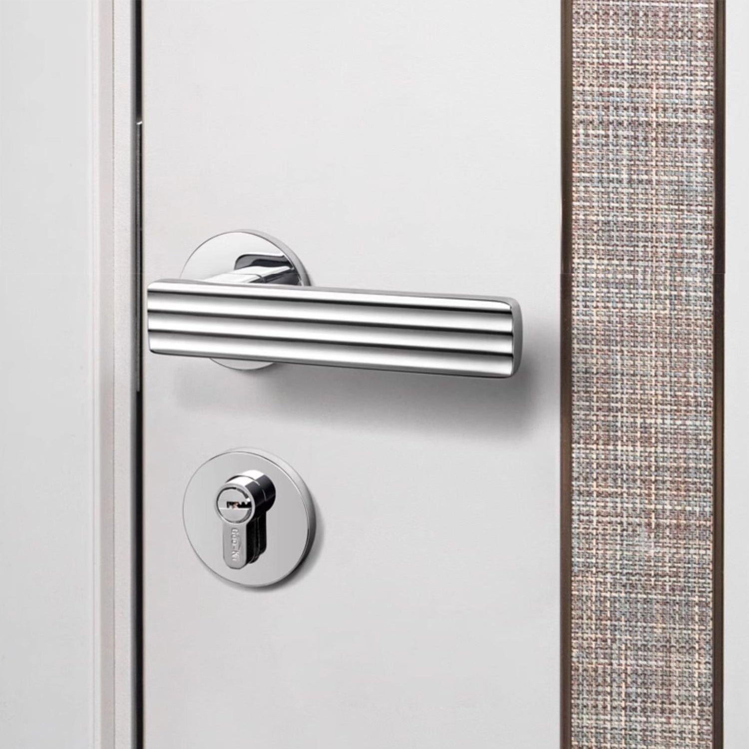Goo-Ki All Set / Ordinary Lock Body Nordic Mute Indoor Lock Bright Chrome Modern Minimalist Universal Door Handle