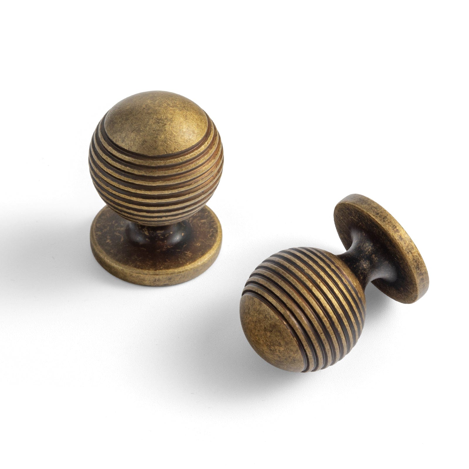 Goo-Ki Antique Brass / 1.2'' Knob / 12 Pack Striped Pattern Retro Bronze Knob Vintage Round Cabinet Knob