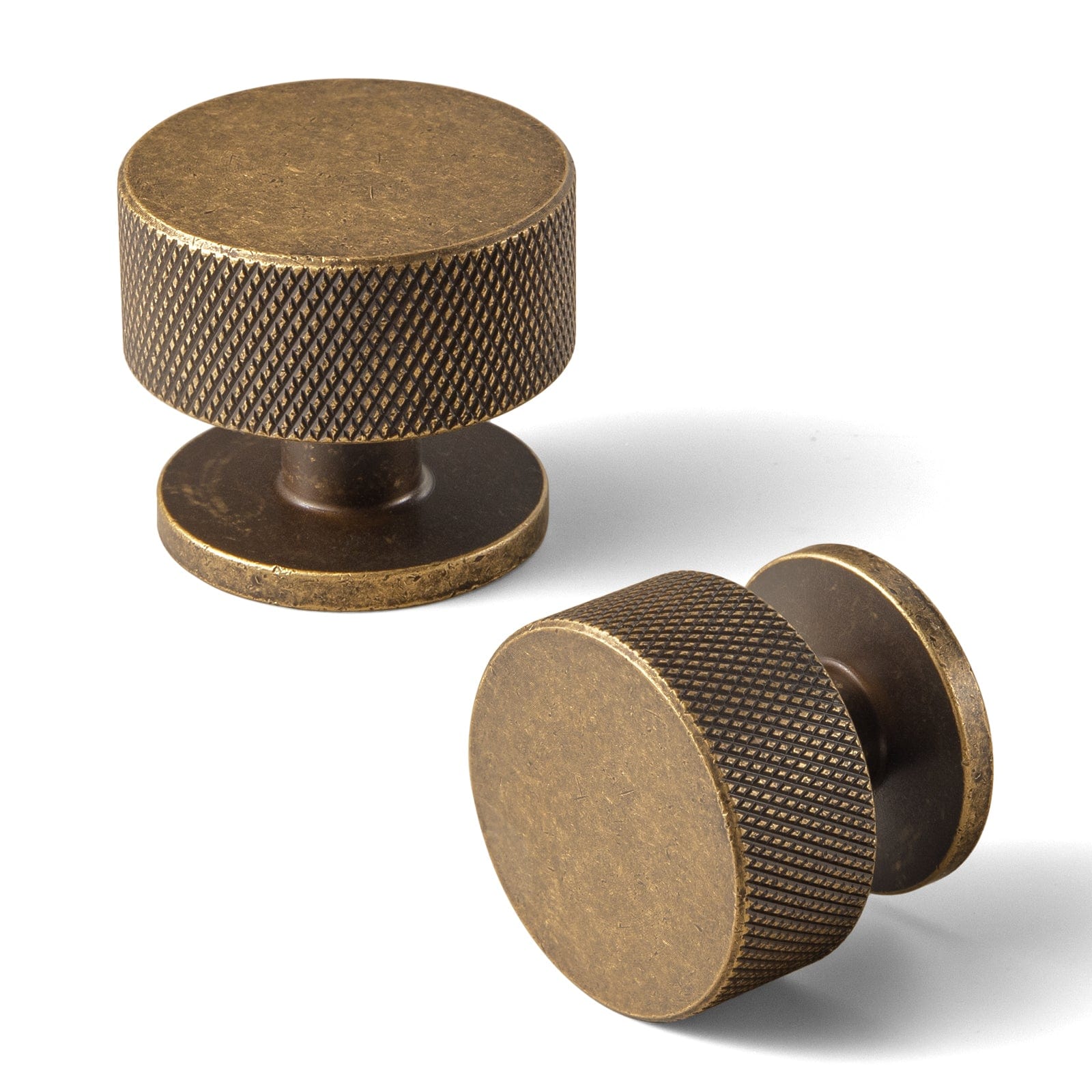 Goo-Ki Antique Brass / 1.2'' Knob / 6 Pack Single Hole Knurled Decorations Cabinet Large Knob Hardware for Bedroom Kitchen