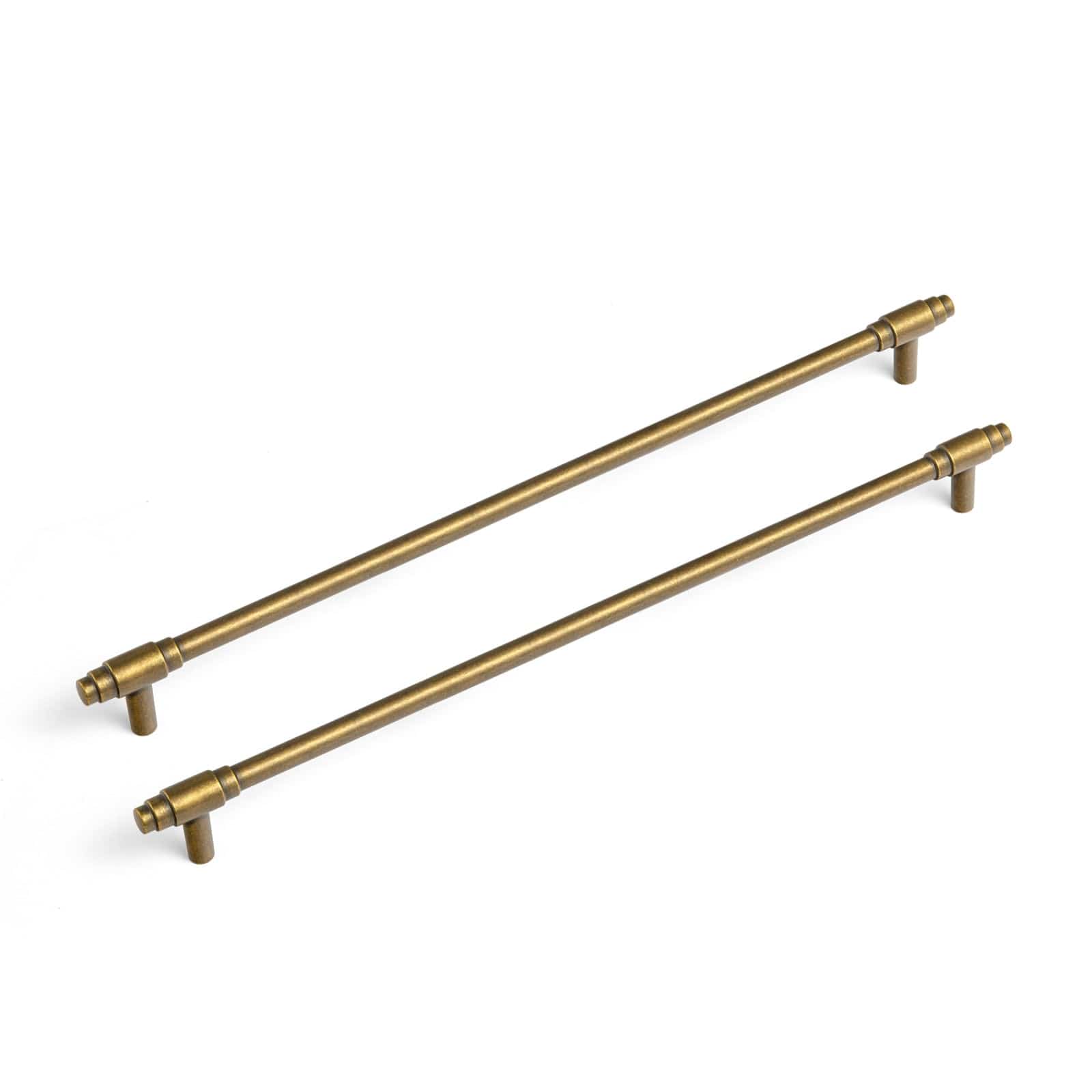 Goo-Ki Antique Brass / 12.6'' Hole Center / 6 Pack Vintage Brass Drawer Handles with Unique Geometric T - Shape