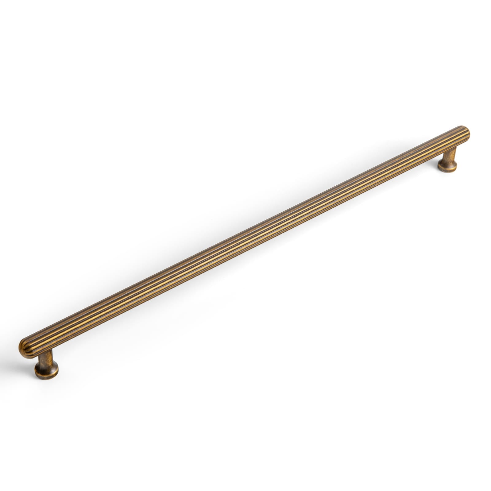 Goo-Ki Antique Brass / 12.6'' Hole Center / 6 Pack Vintage Fluted Cabinet Pull Handles Zinc Alloy Ribbed Drawer Bar Pull for Kitchen Cupboard Bathroom Vanity