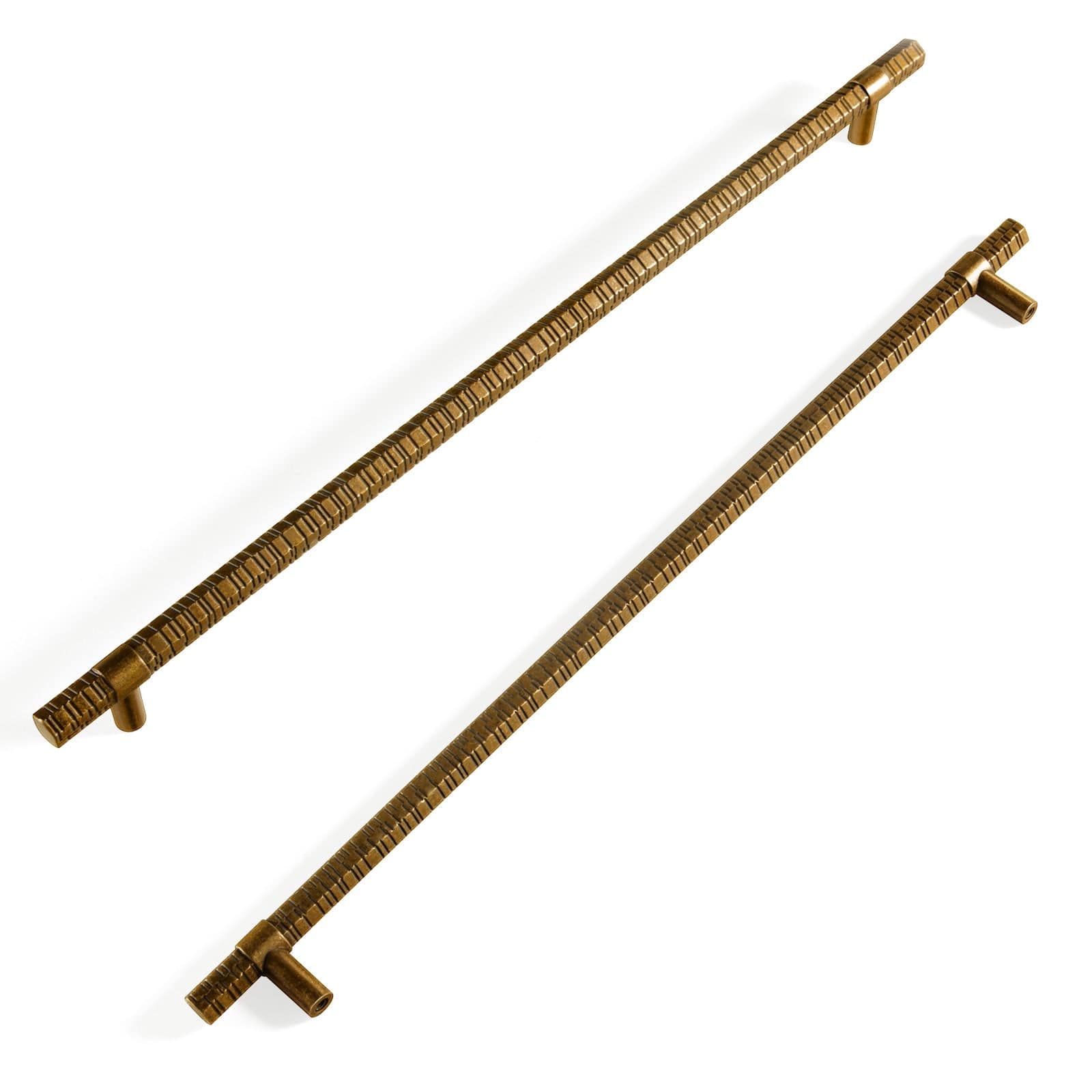 Goo-Ki Antique Brass / 12.6'' Hole Center Vintage Kitchen Cabinet T-Bar Pulls Knurled Antique Cabinet Handles 6 Pack