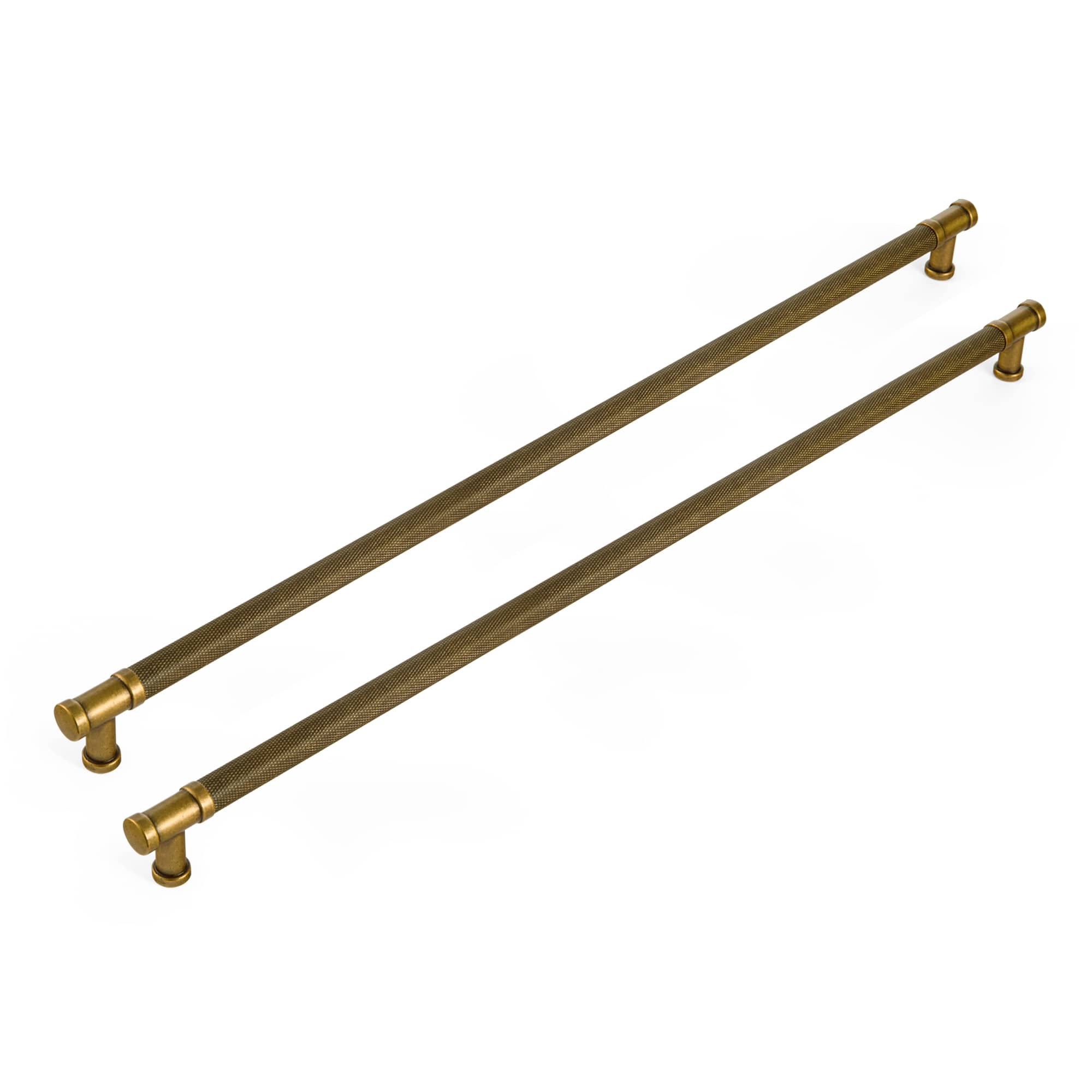 Goo-Ki Antique Brass / 18'' Hole Center / 6 Pack Knurled Metal Alloy Vintage Bronze Bar Pull Kitchen Hardware