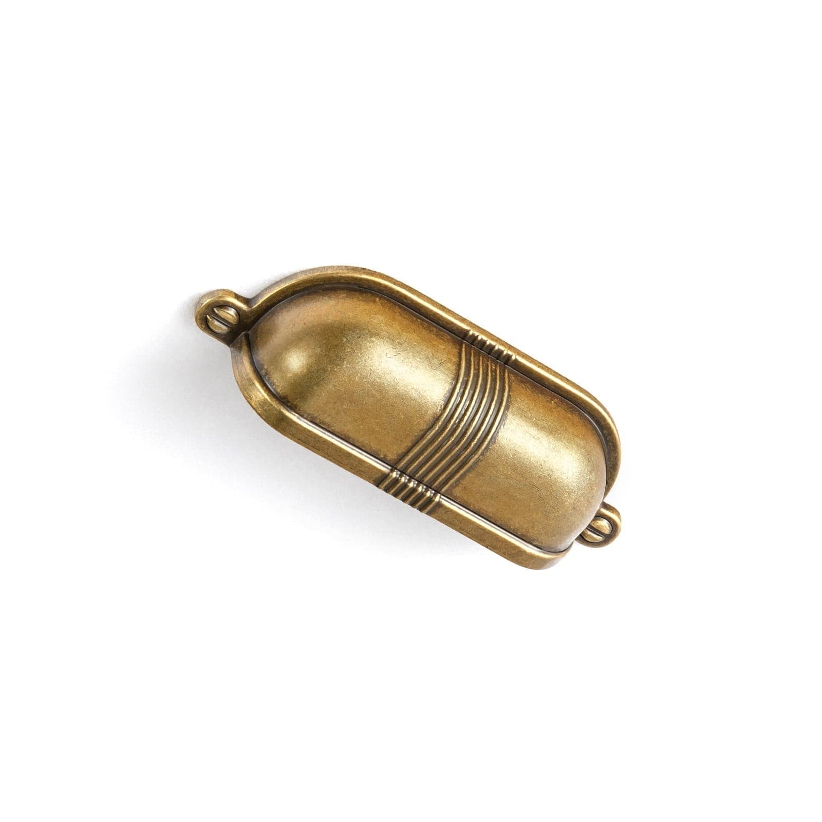 Goo-Ki Antique Brass / 2.5'' Hole Center / 6 Pack Elegant Vintage Cup Pulls with Textured Strap Design for Kitchen & Furniture