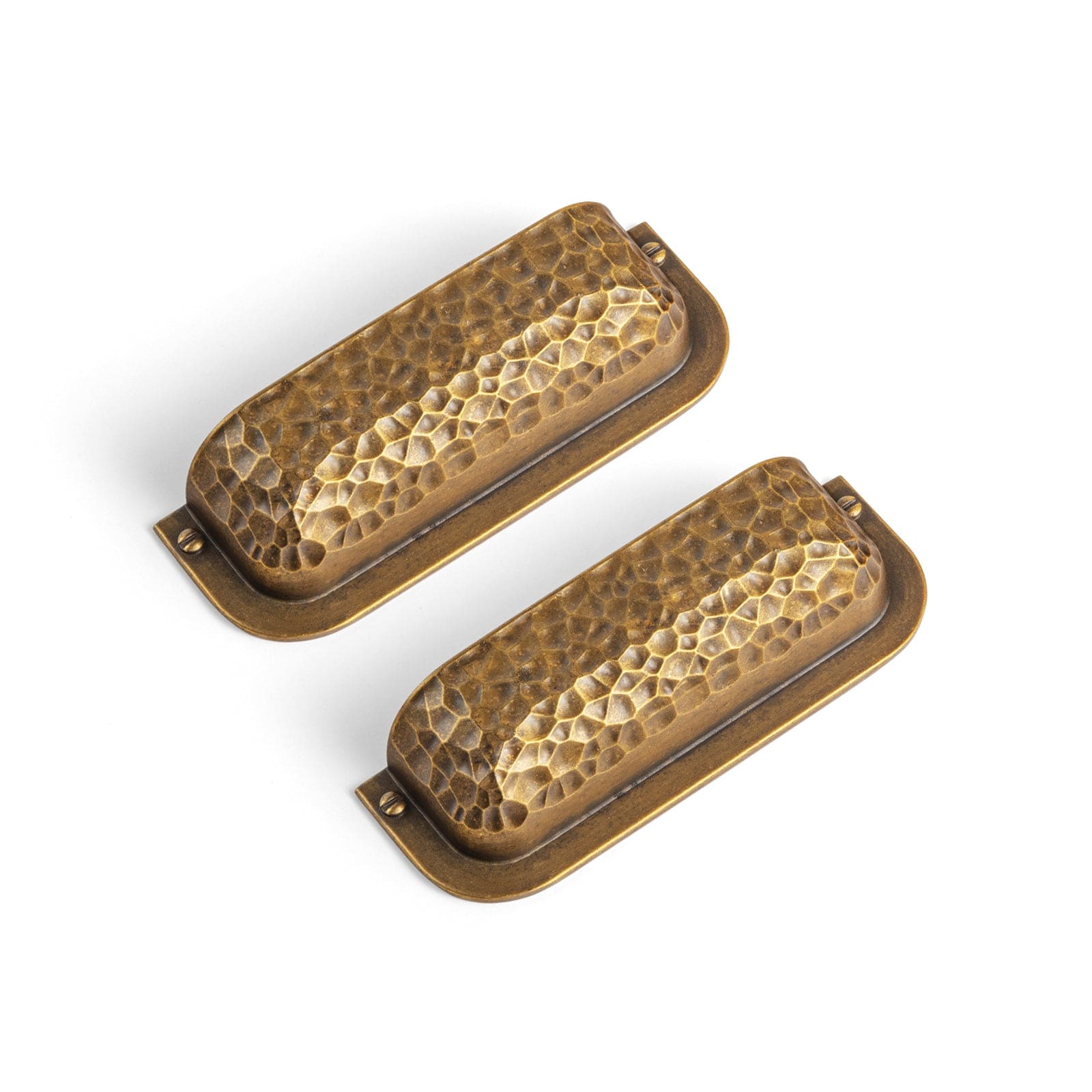 Goo-Ki Antique Brass / 2.5'' Hole Center / 6 Pack Hammered Zinc Alloy Cabinet Cup Pulls Retro Style Drawer Handles with Unique Pattern