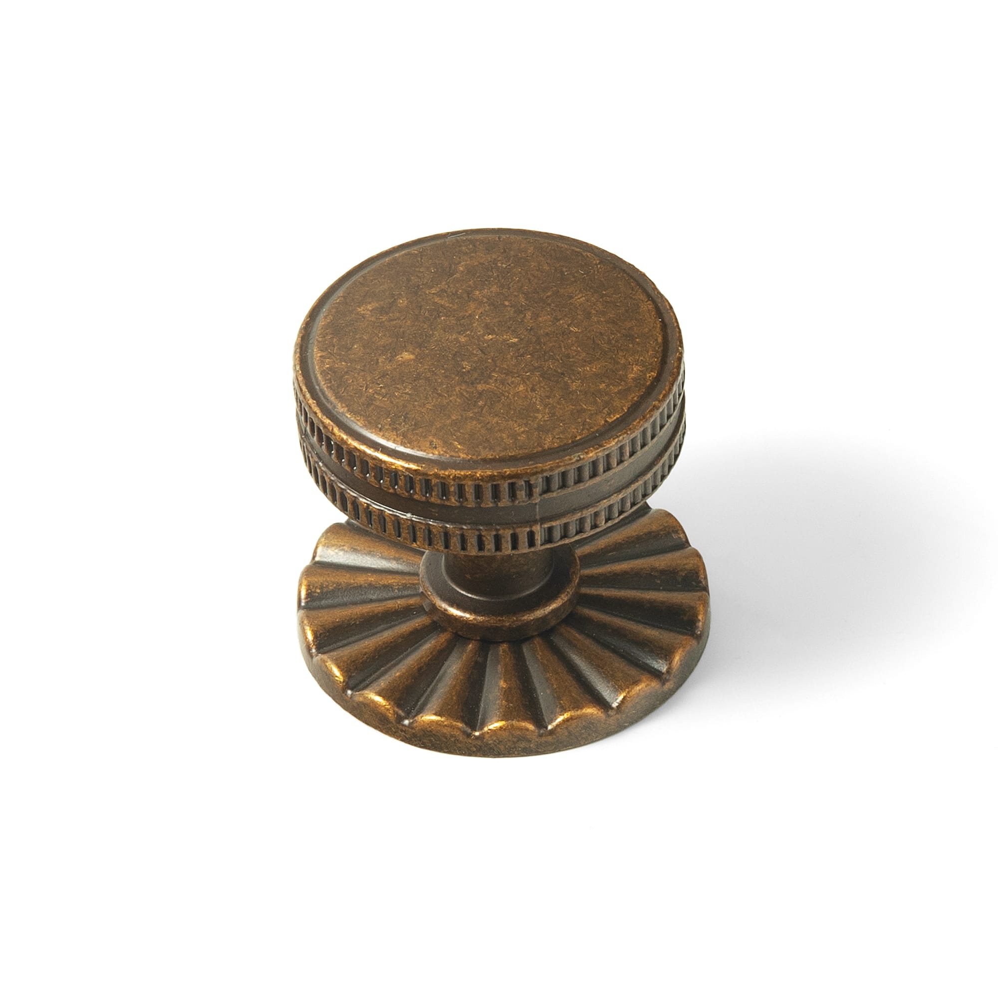 Goo-Ki Antique Brass / 2317 / 6 Pack Distinctive Artistic Engravings Single Hole Round Cabinet Knob Retro Flair Kitchen Hardware
