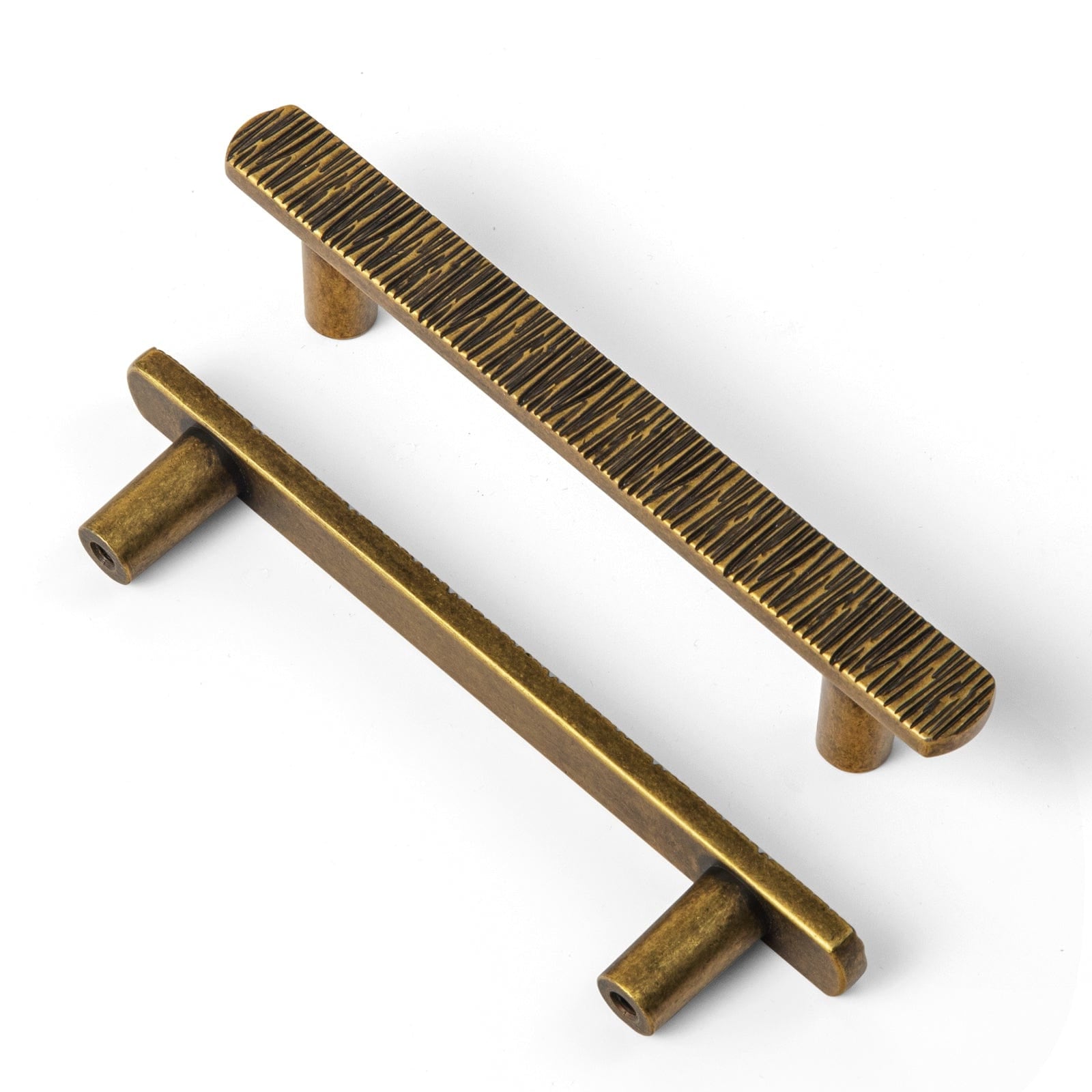 Goo-Ki Antique Brass / 3.78'' Hole Center / 6 Pack Striped Hammerline Cabinet Pulls Light Luxury Elegant Kitchen Hardware