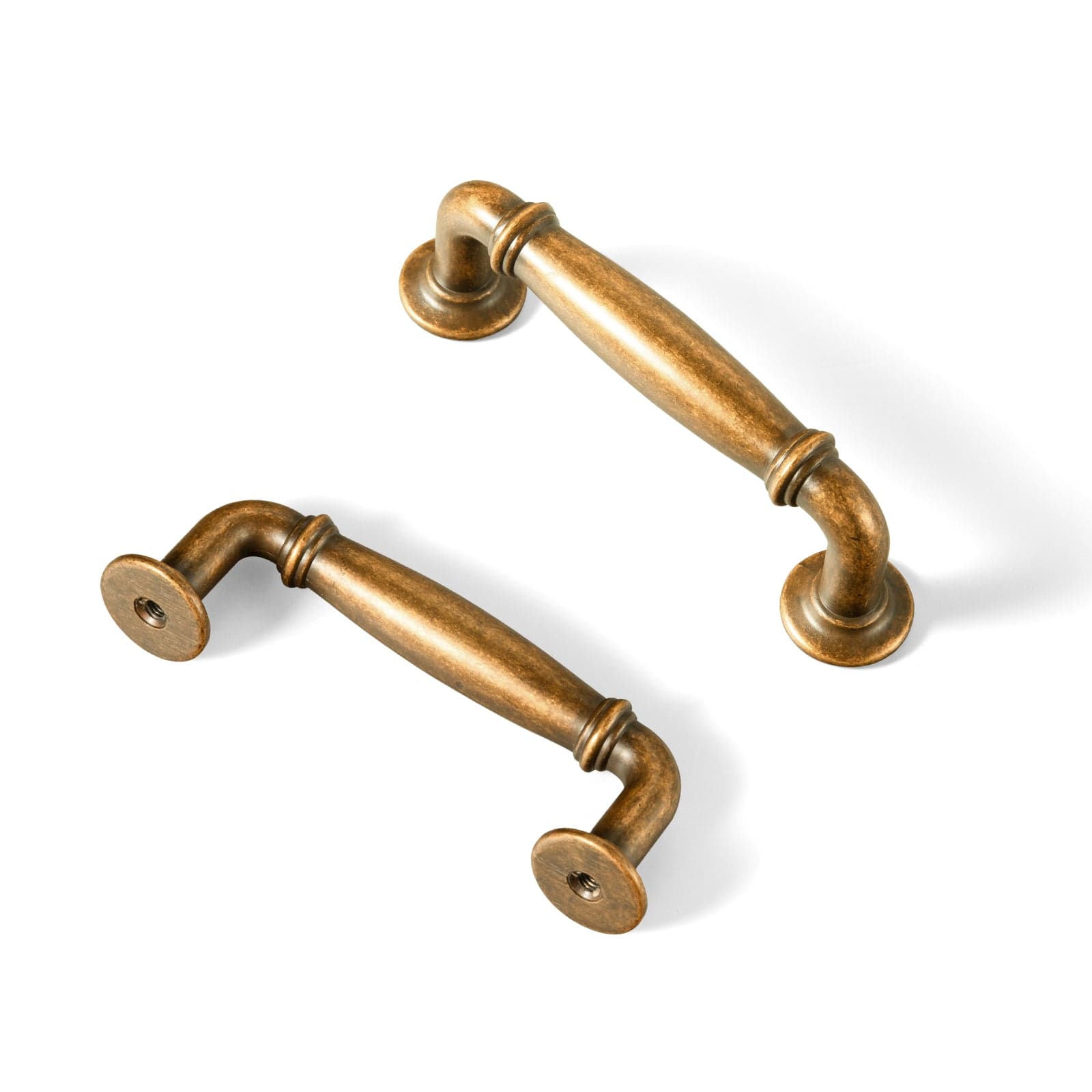 Goo-Ki Antique Brass / 3'' Hole Center / 6 Pack Decorative Cabinet Pulls with Eye-Catching Geometric & Curved Silhouettes