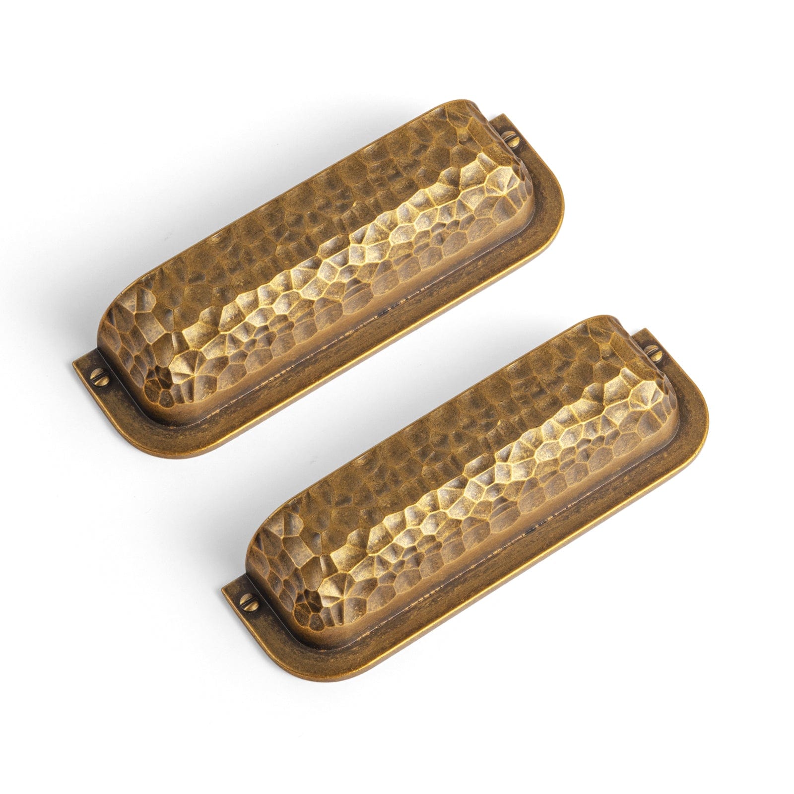 Goo-Ki Antique Brass / 3'' Hole Center / 6 Pack Hammered Zinc Alloy Cabinet Cup Pulls Retro Style Drawer Handles with Unique Pattern