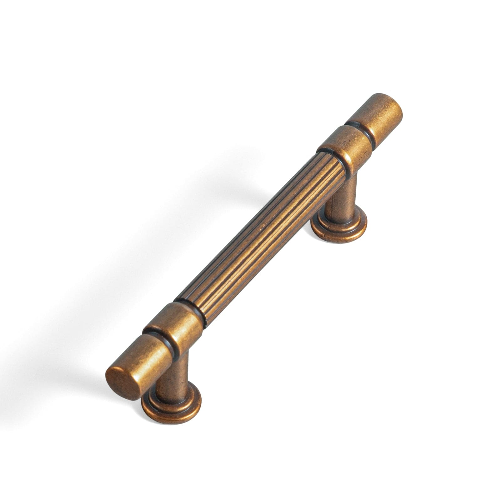 Goo-Ki Antique Brass / 3'' Hole Center / 6 Pack Industrial Style Retro Zinc Alloy Cabinet Pulls with Striped Texture