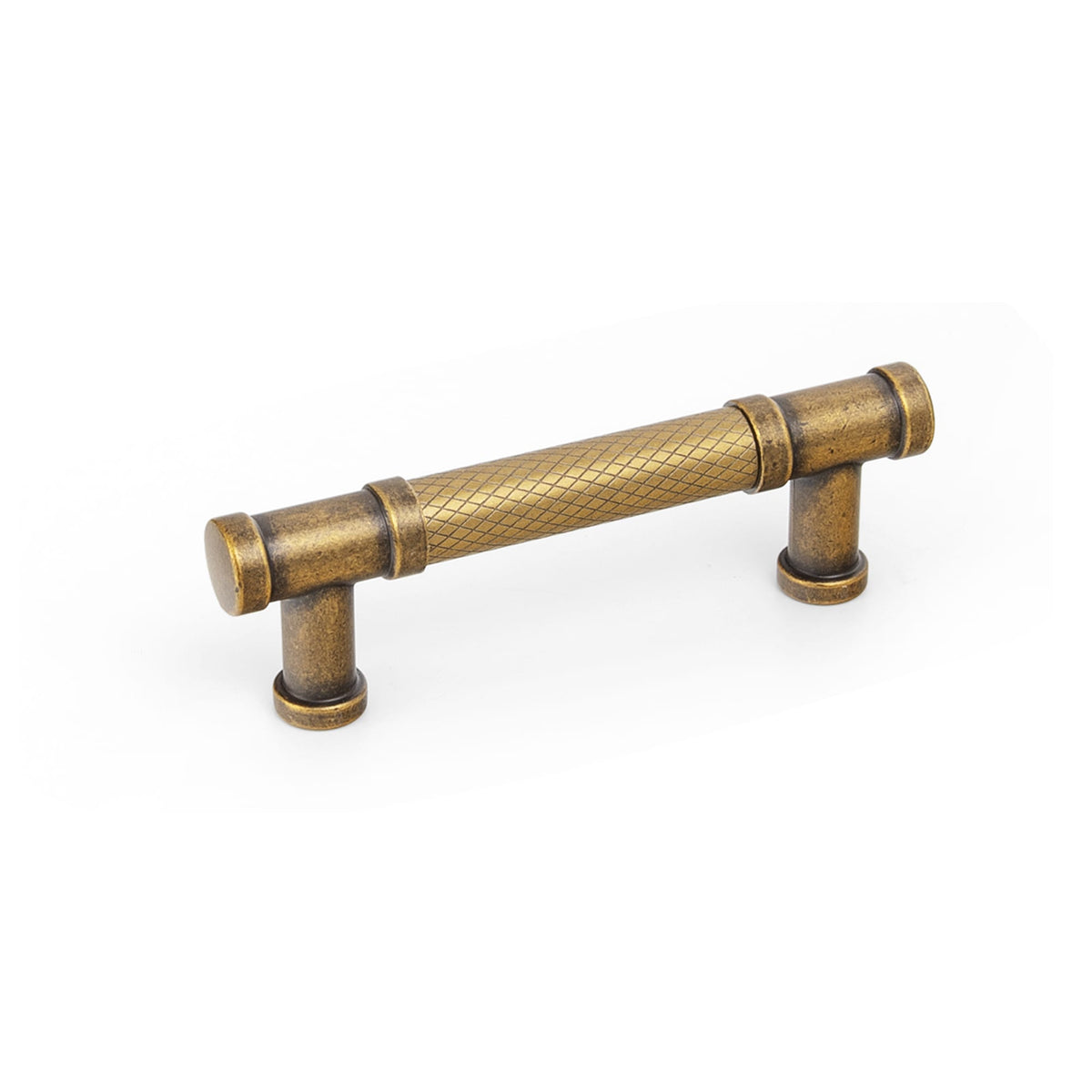Goo-Ki Antique Brass / 3'' Hole Center / 6 Pack Knurled T-Bar Cabinet Pull Handles, Zinc Alloy & Aluminum Textured Drawer Pulls for Kitchen Furniture