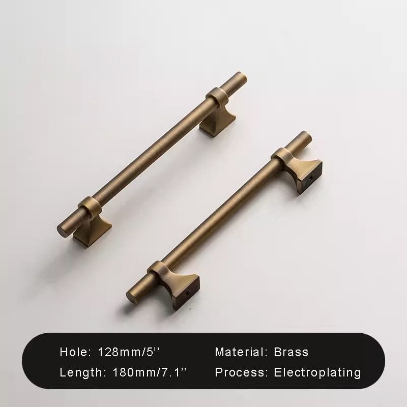 Goo-Ki Antique Brass / 5'' Hole Center / 1 Pack Luxury Stain Brass Furniture Handle Solid Brass Kitchen Cabinet Pull T Bar Handle