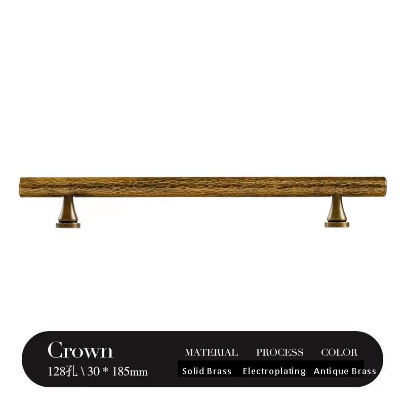 Goo-Ki Antique Brass / 5'' Hole Center / 2 Pack Retro Bronze Handmade Solid Brass Cabinet Bar Pulls Hammerline Brass Pulls