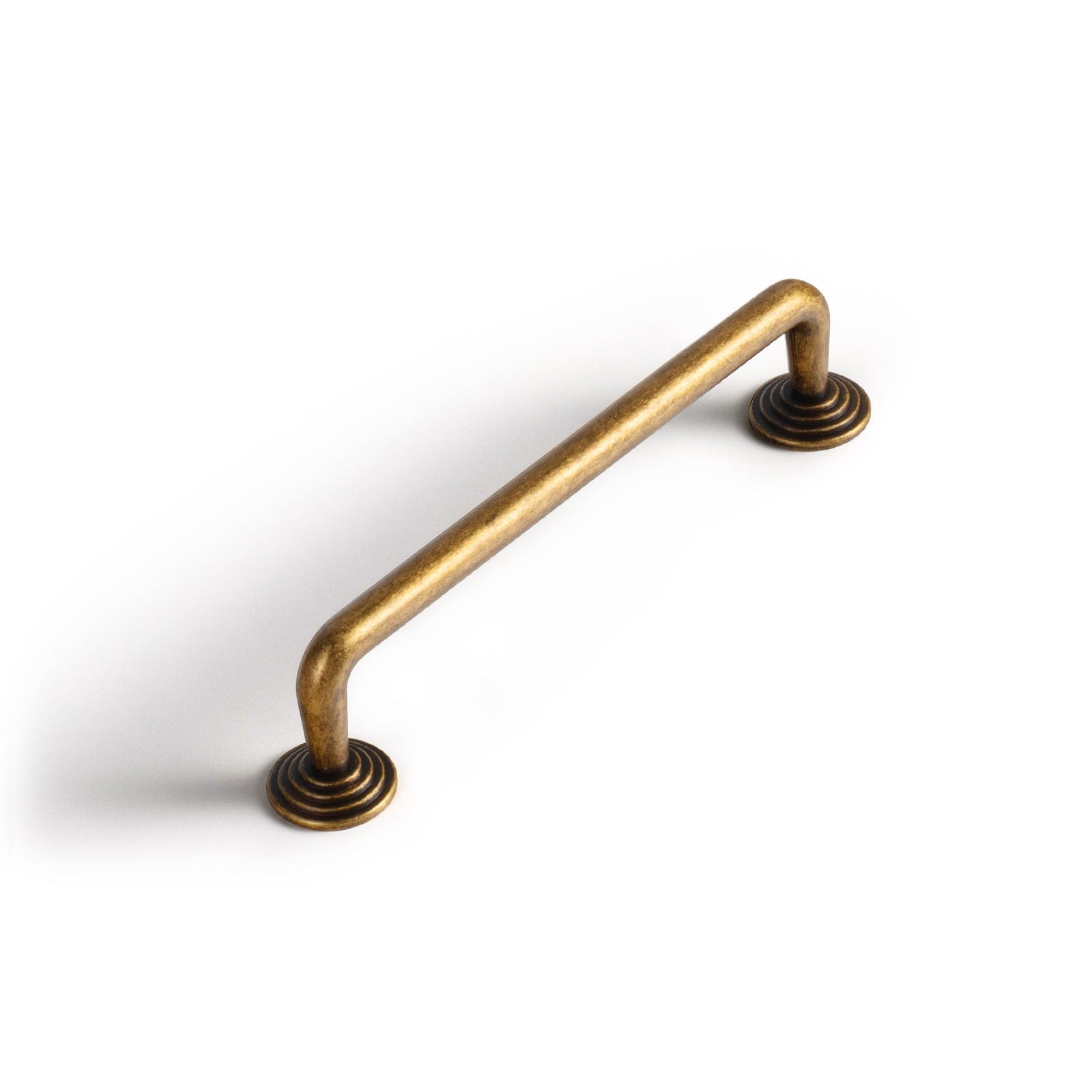 Goo-Ki Antique Brass / 5'' Hole Center / 6 Pack Concentric Circle Pattern Base Design Vintage Cabinet Handles