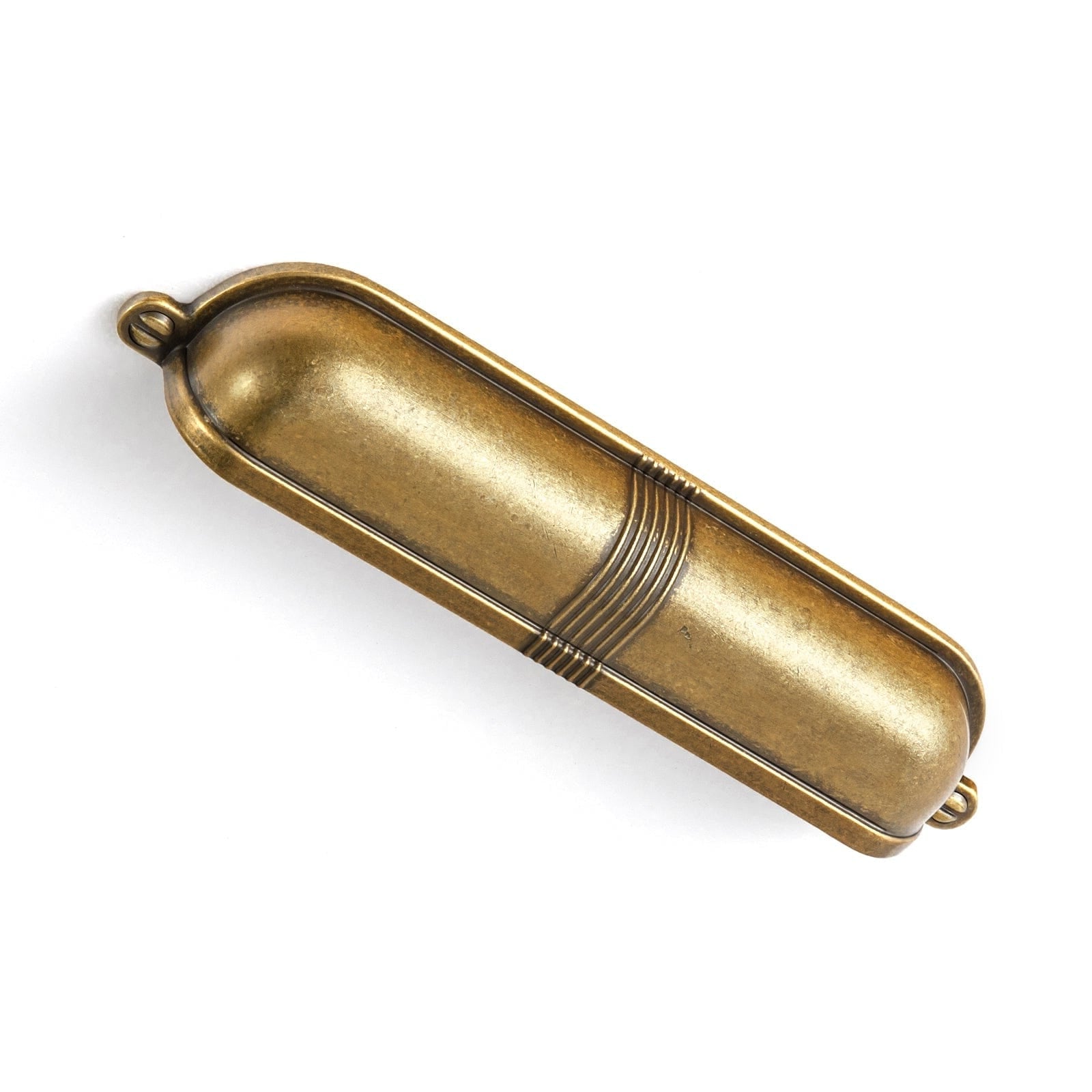 Goo-Ki Antique Brass / 5'' Hole Center / 6 Pack Elegant Vintage Cup Pulls with Textured Strap Design for Kitchen & Furniture