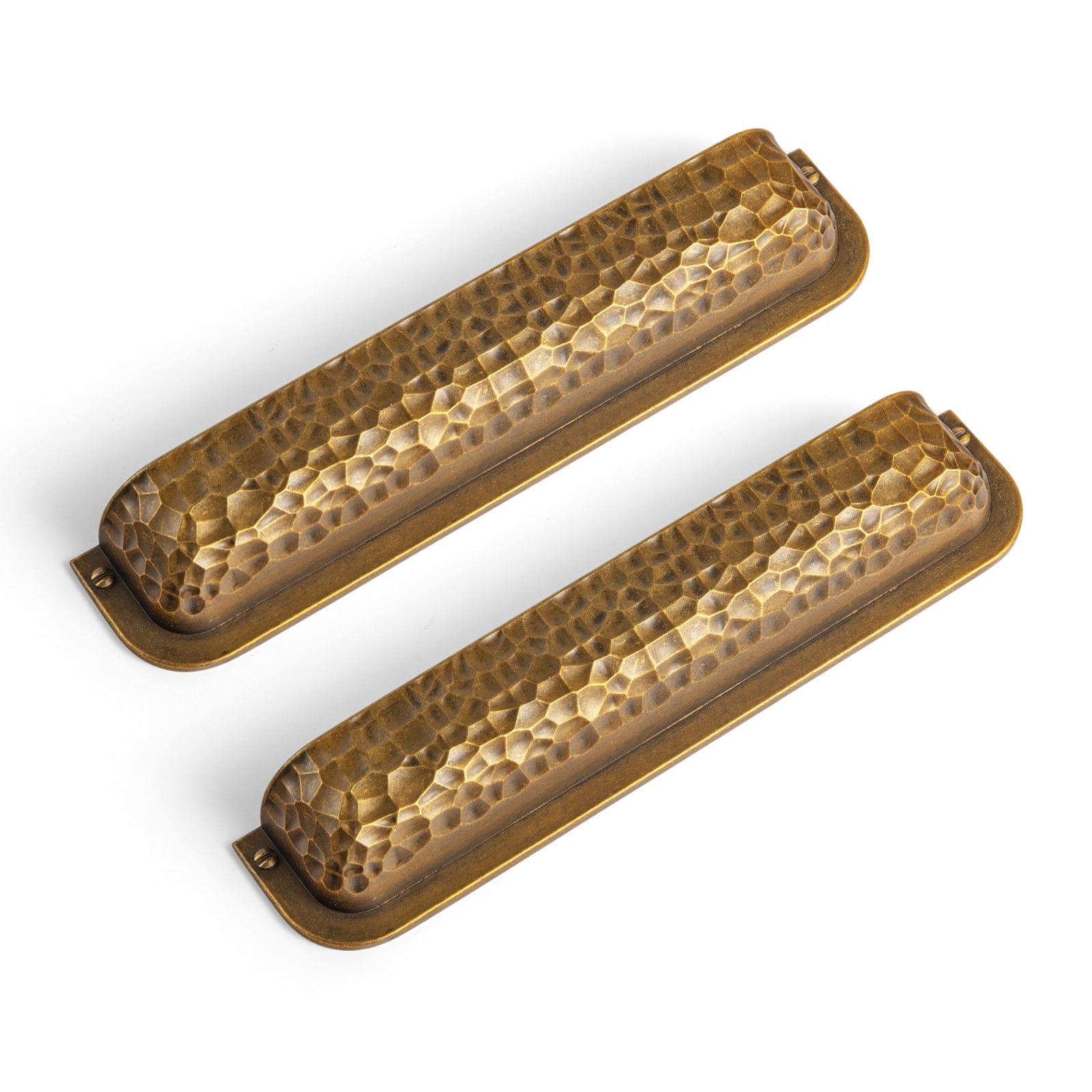 Goo-Ki Antique Brass / 5'' Hole Center / 6 Pack Hammered Zinc Alloy Cabinet Cup Pulls Retro Style Drawer Handles with Unique Pattern