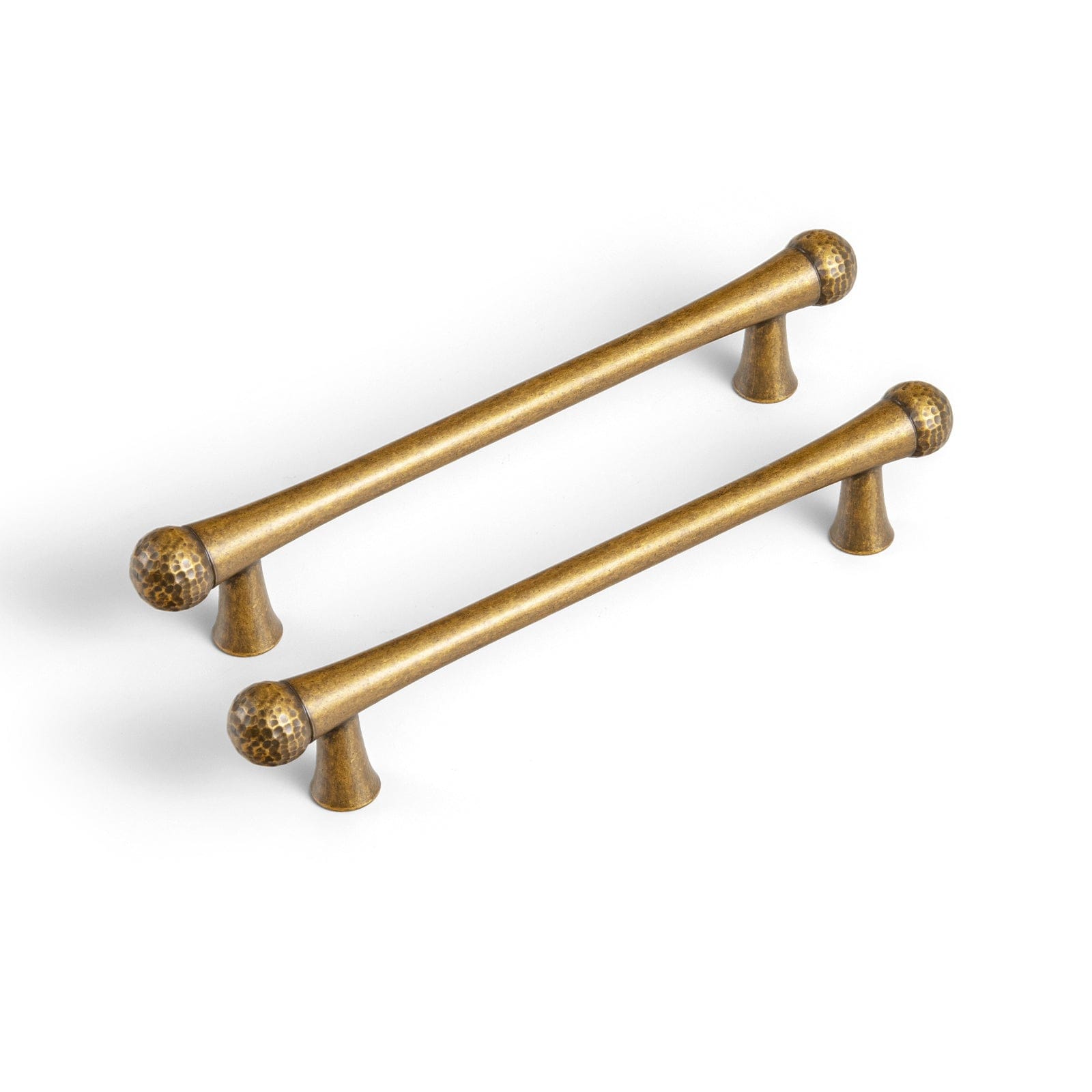 Goo-Ki Antique Brass / 5'' Hole Center / 6 Pack Hammered Zinc Alloy Cabinet Pulls & Knobs - Textured Hardware for Kitchen Drawers/Cupboards