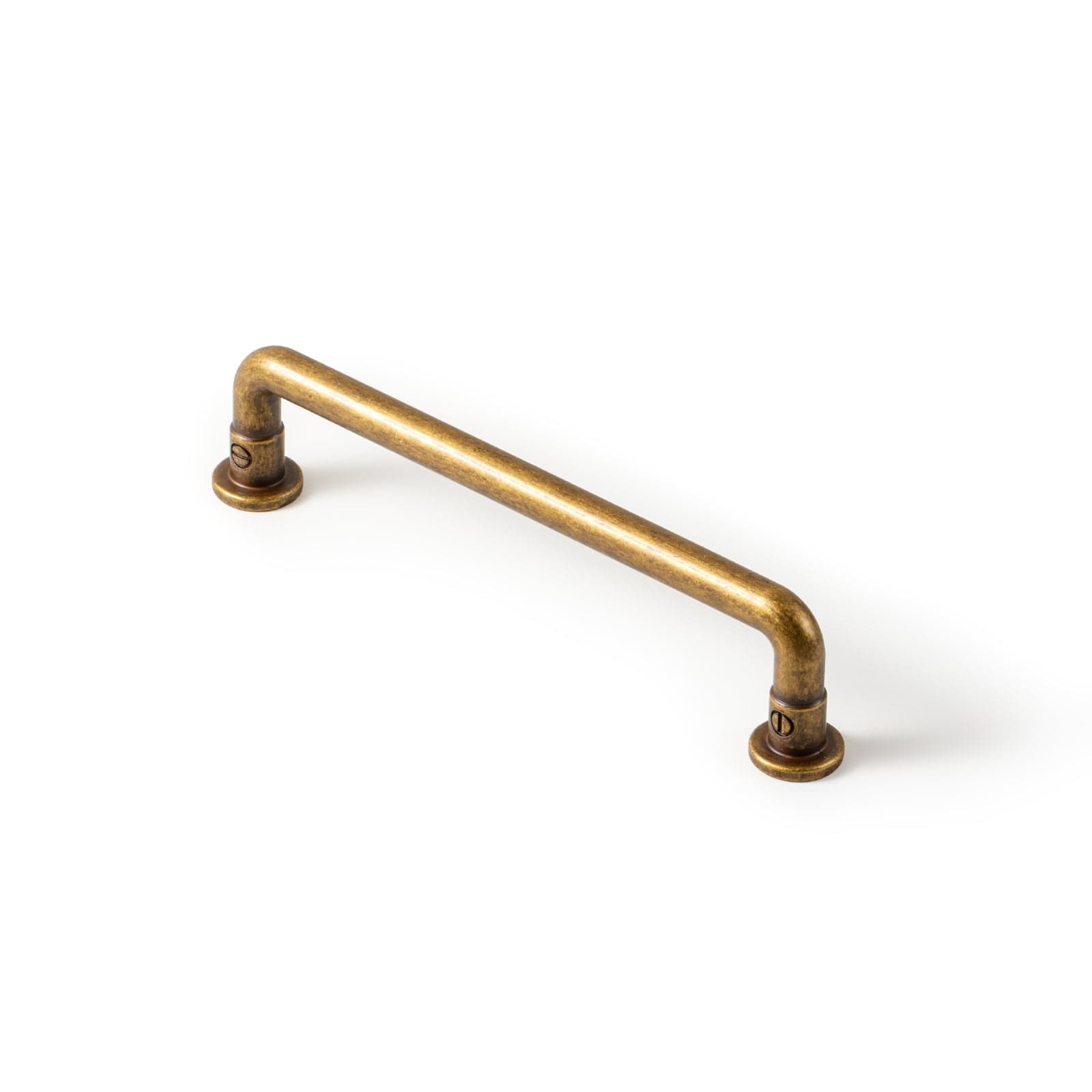 Goo-Ki Antique Brass / 5'' Hole Center / 6 Pack Industrial Round Bar Zinc Alloy Pulls - Champagne Bronze & Antique Brass Finish