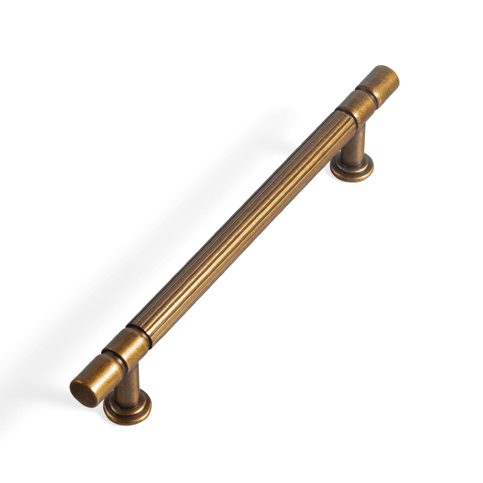Goo-Ki Antique Brass / 5'' Hole Center / 6 Pack Industrial Style Retro Zinc Alloy Cabinet Pulls with Striped Texture