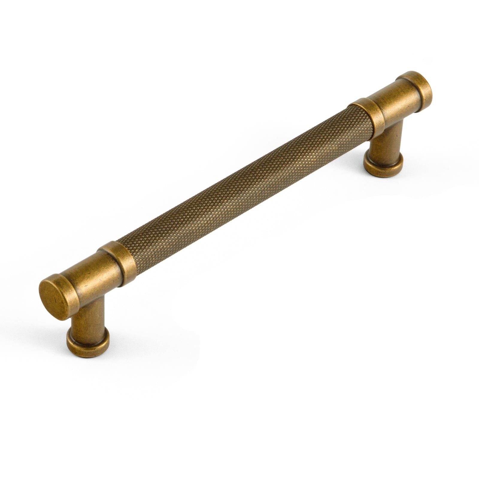 Goo-Ki Antique Brass / 5'' Hole Center / 6 Pack Knurled Metal Alloy Vintage Bronze Bar Pull Kitchen Hardware
