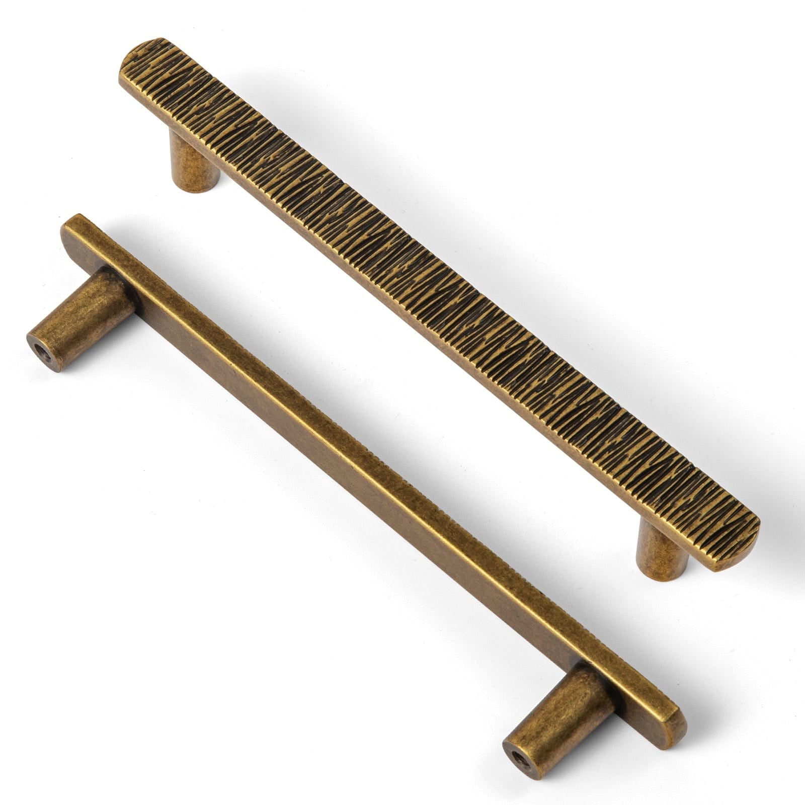 Goo-Ki Antique Brass / 5'' Hole Center / 6 Pack Striped Hammerline Cabinet Pulls Light Luxury Elegant Kitchen Hardware