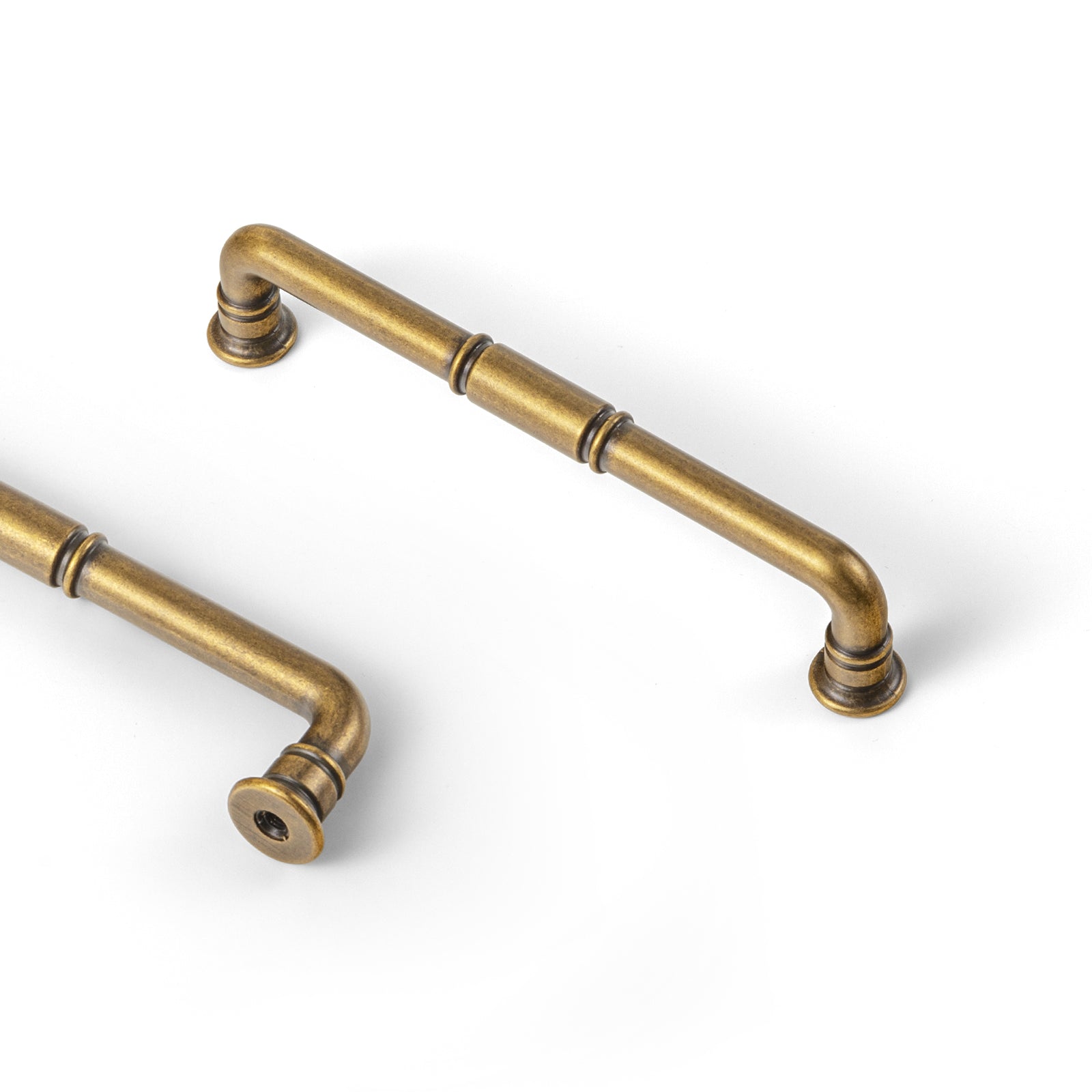 Goo-Ki Antique Brass / 5'' Hole Center / 6 Pack Vintage Brass Pipe Style Cabinet Handles for Modern - Rustic Interiors