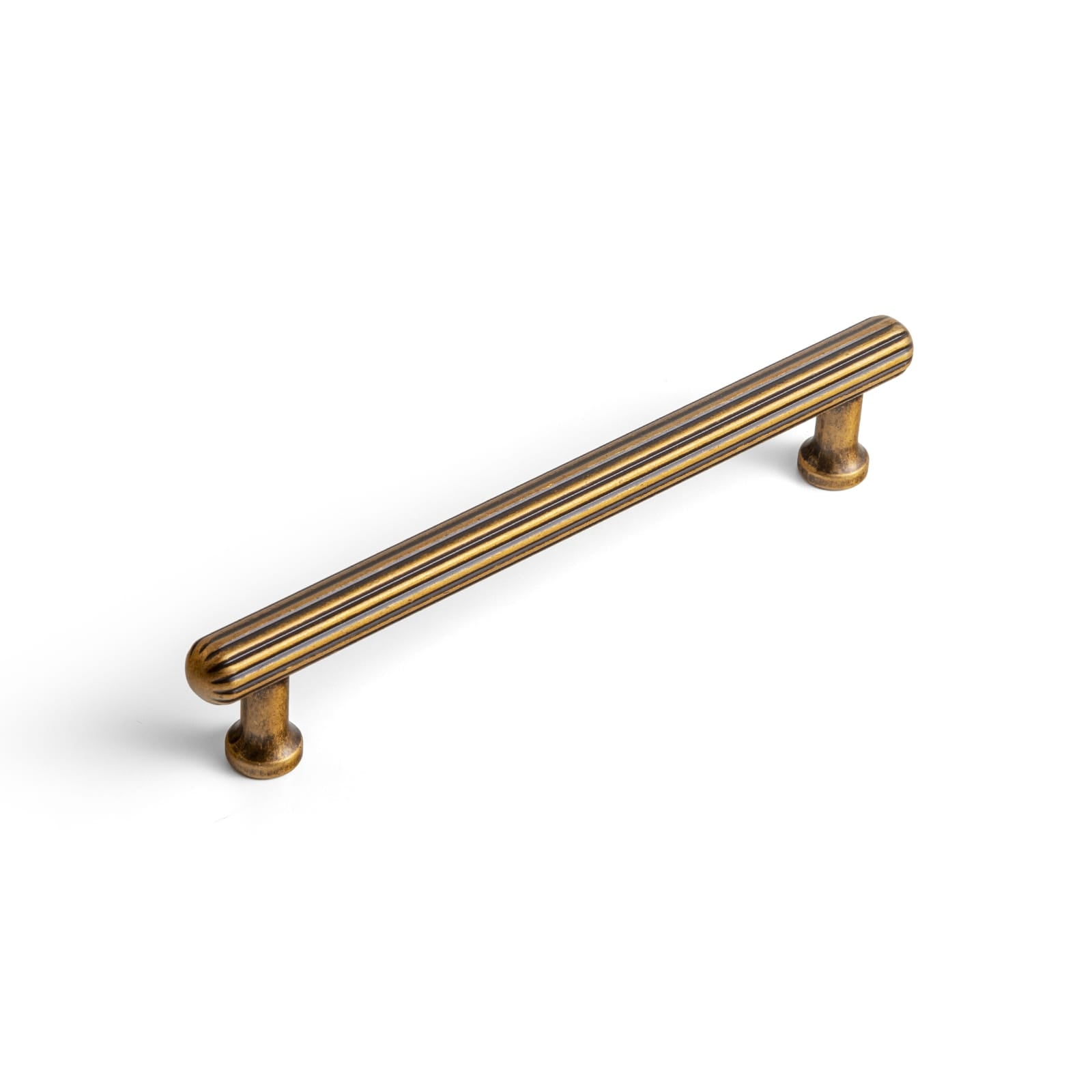 Goo-Ki Antique Brass / 5'' Hole Center / 6 Pack Vintage Fluted Cabinet Pull Handles Zinc Alloy Ribbed Drawer Bar Pull for Kitchen Cupboard Bathroom Vanity