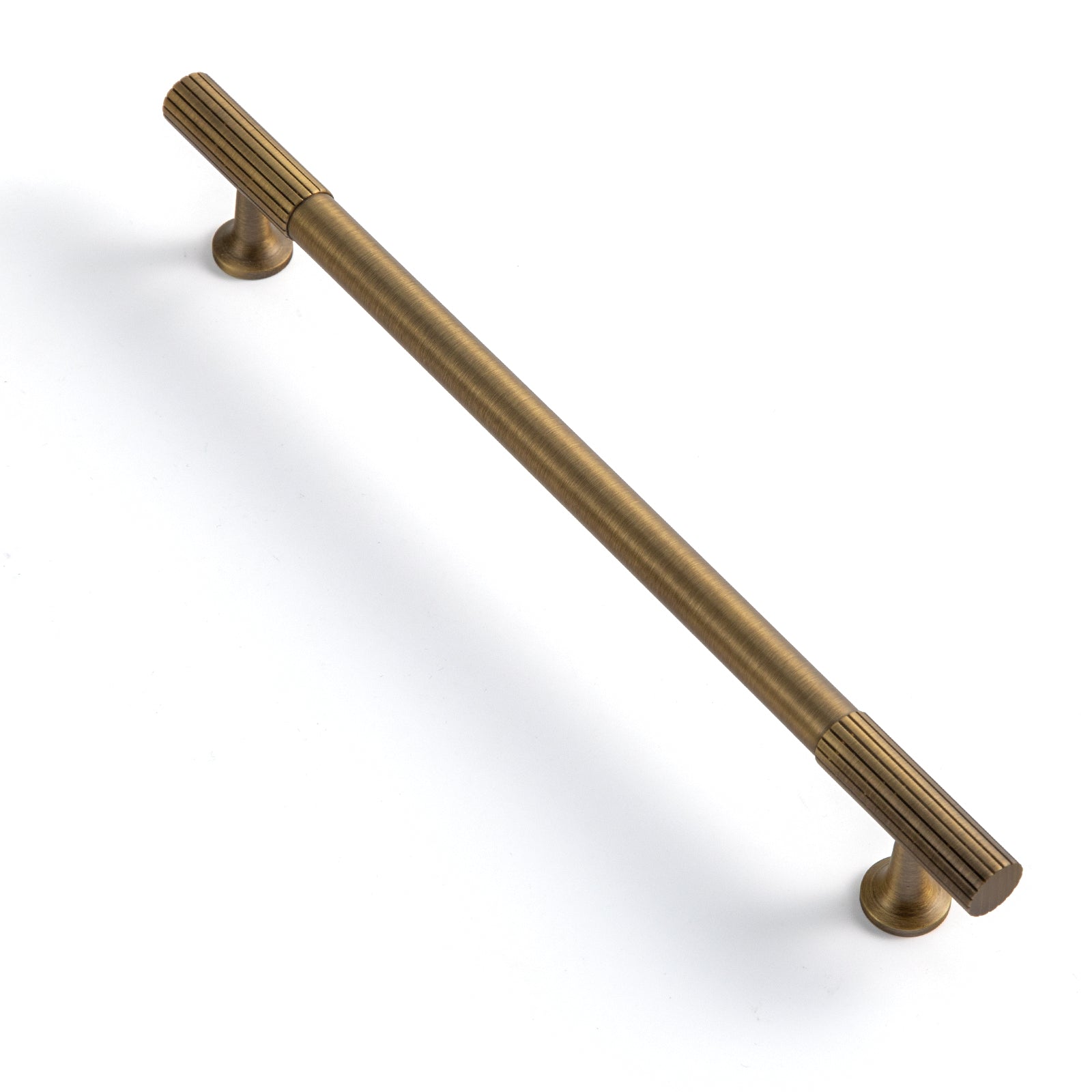Goo-Ki Antique Brass / 7.6'' Hole Center / 2 Pack Antique Brass Fluted Cabinet Handles Linear Knurled Solid Brass Drawer Knobs