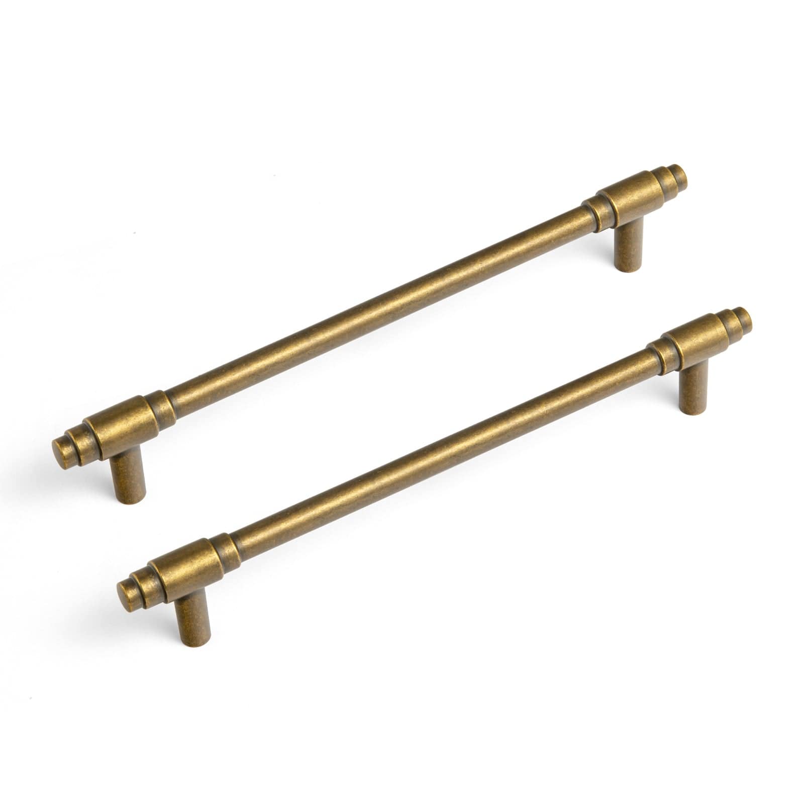 Goo-Ki Antique Brass / 7.6'' Hole Center / 6 Pack Vintage Brass Drawer Handles with Unique Geometric T - Shape