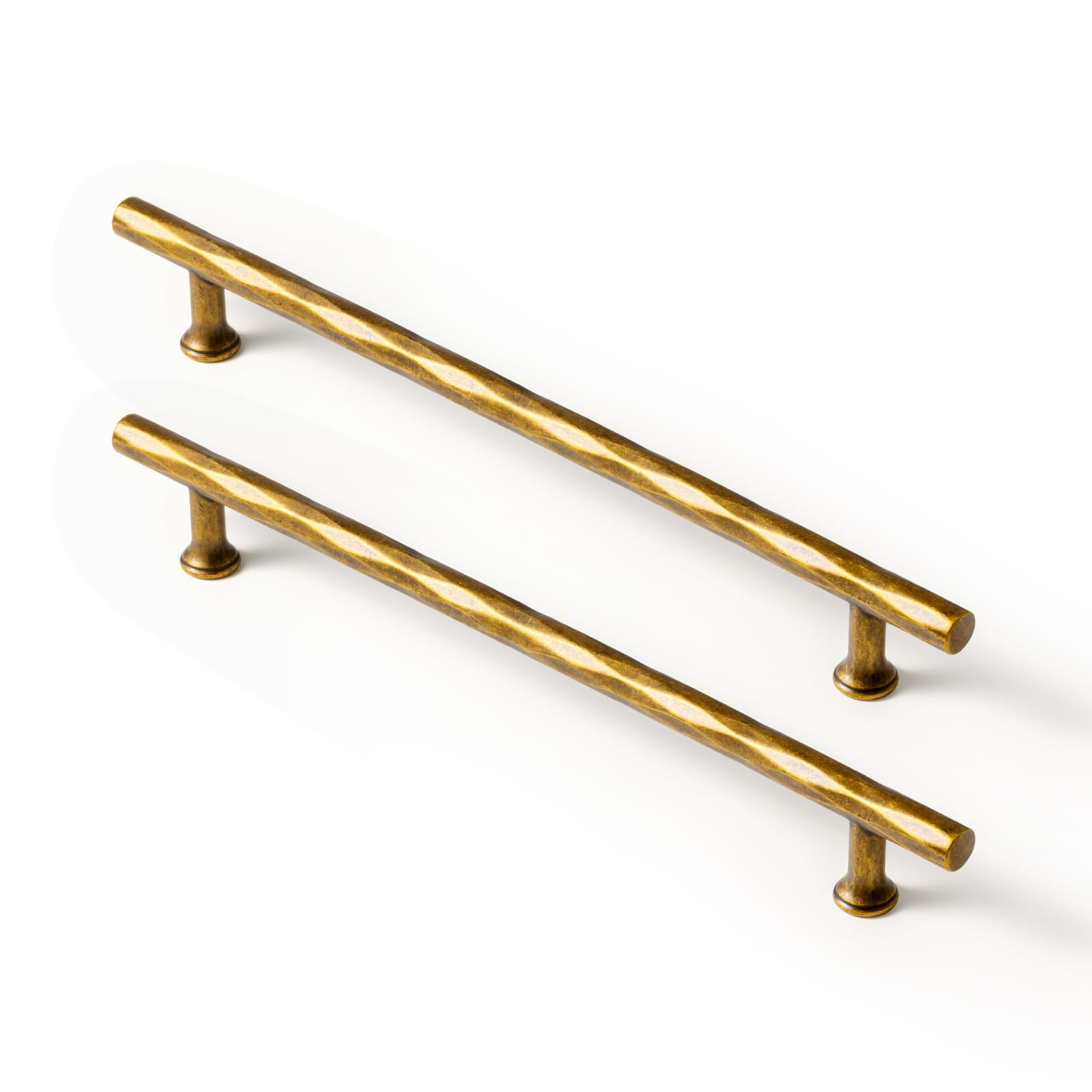 Goo-Ki Antique Brass / 7.6'' Hole Center / 6 Pack Vintage Brass Zinc Alloy Twisted Texture Cabinet Pulls - Kitchen Cupboard Dresser Handles