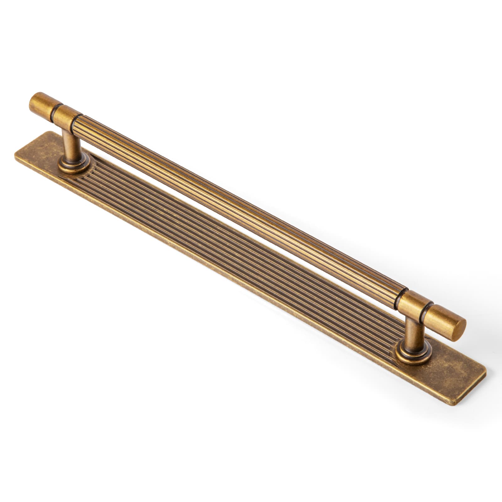 Goo-Ki Antique Brass / 7.6'' Hole Center with Back Plate G / 2 Pack Industrial Style Retro Zinc Alloy Cabinet Pulls with Striped Texture