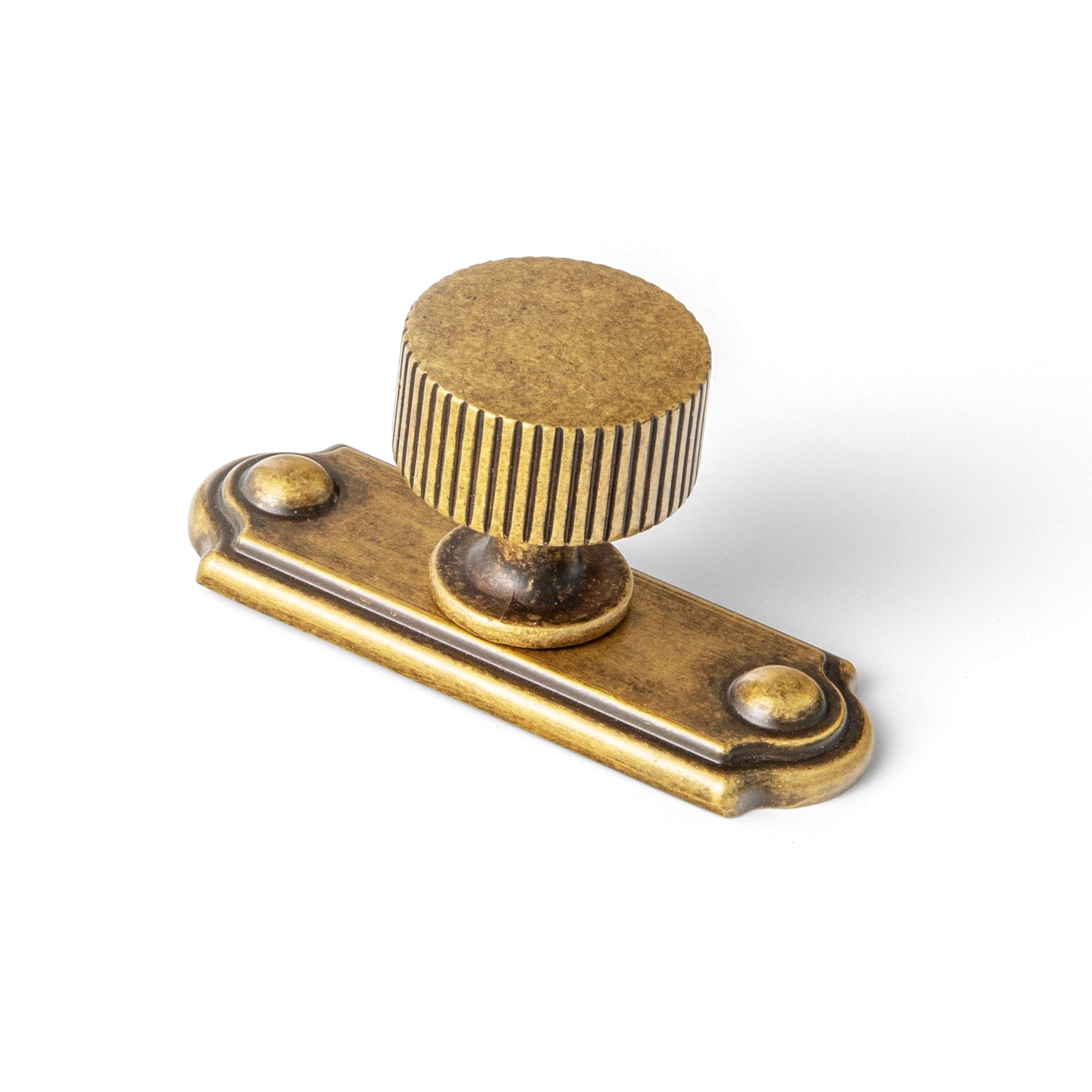 Goo-Ki Antique Brass / C / Knob 2 Pack Striped Cabinet Pull Retro Brass Cabinet Handles Knobs with Back Plate