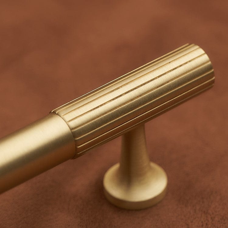 Goo-Ki Antique Brass Cabinet Handles Linear Knurled Solid Brass Drawer Knobs 1 Pcs
