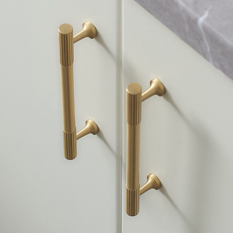 Goo-Ki Antique Brass Cabinet Handles Linear Knurled Solid Brass Drawer Knobs 1 Pcs