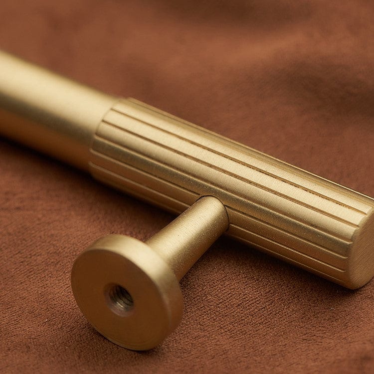 Goo-Ki Antique Brass Cabinet Handles Linear Knurled Solid Brass Drawer Knobs 1 Pcs