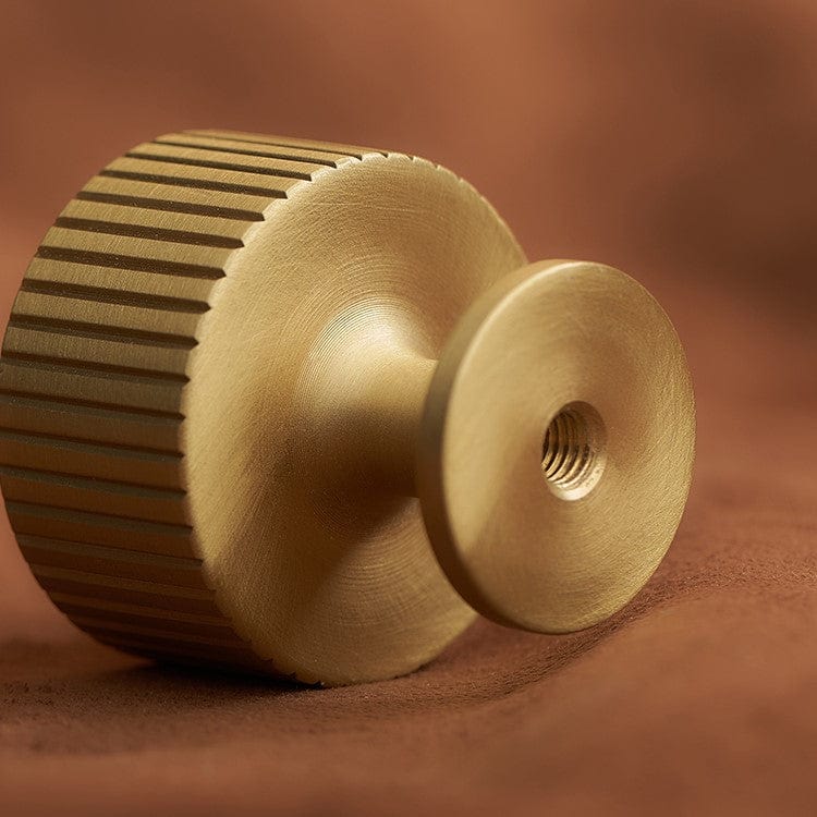 Goo-Ki Antique Brass Cabinet Handles Linear Knurled Solid Brass Drawer Knobs 1 Pcs