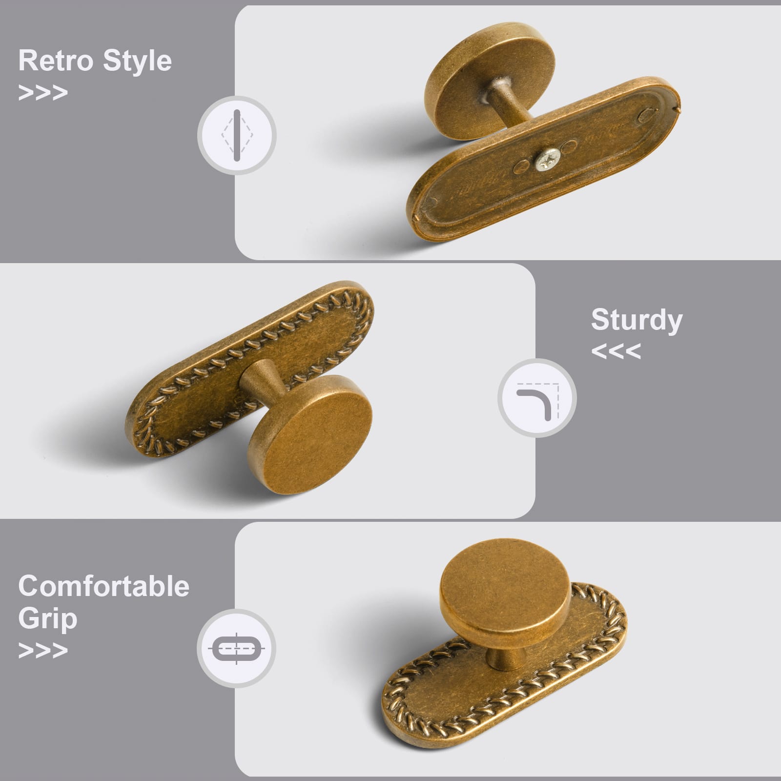 Goo-Ki Antique Brass Cabinet Knobs with Back Plates Ornate Cabinet Pulls for Kitchen Cabinet Hardware