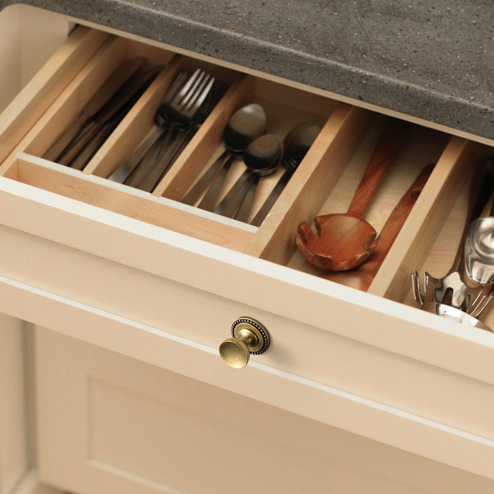 Goo-Ki Antique Brass Cabinet Knobs with Round Back Plate Vintage Drawer Hardware Handles for Bedroom