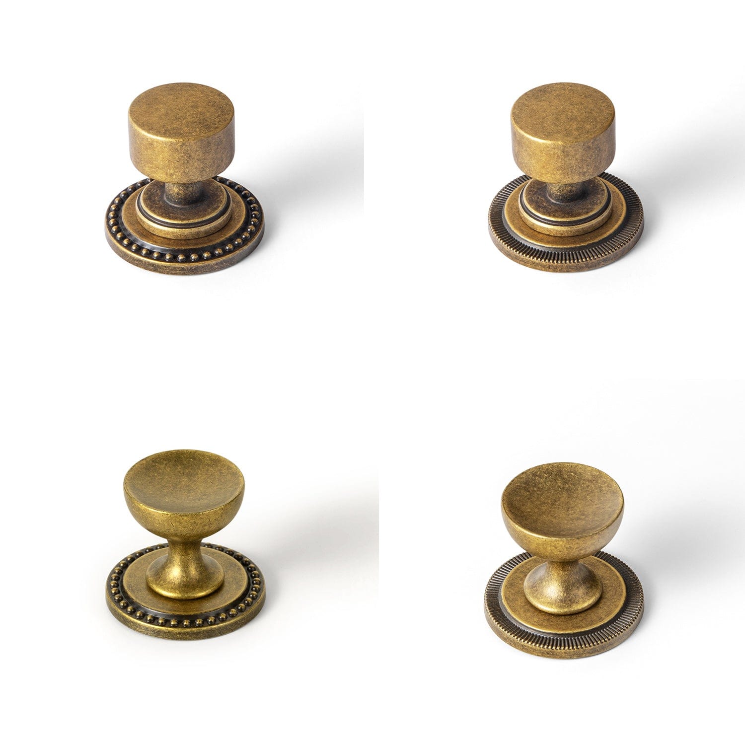 Goo-Ki Antique Brass Cabinet Knobs with Round Back Plate Vintage Drawer Hardware Handles for Bedroom