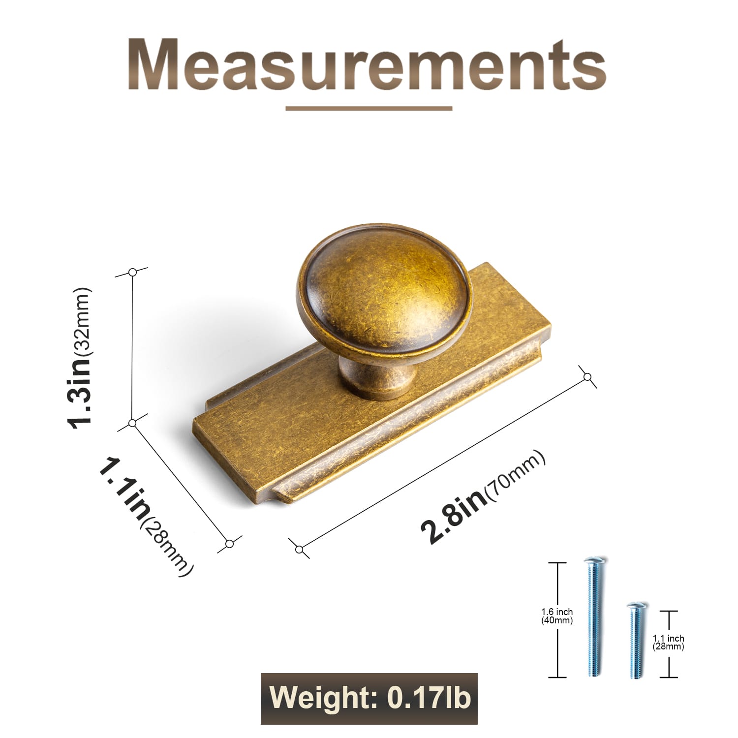 Goo-Ki Antique Brass Cabinet Knobs Zinc Alloy Round Drawer Pulls with Vintage Patina Finish Retro Furniture Hardware
