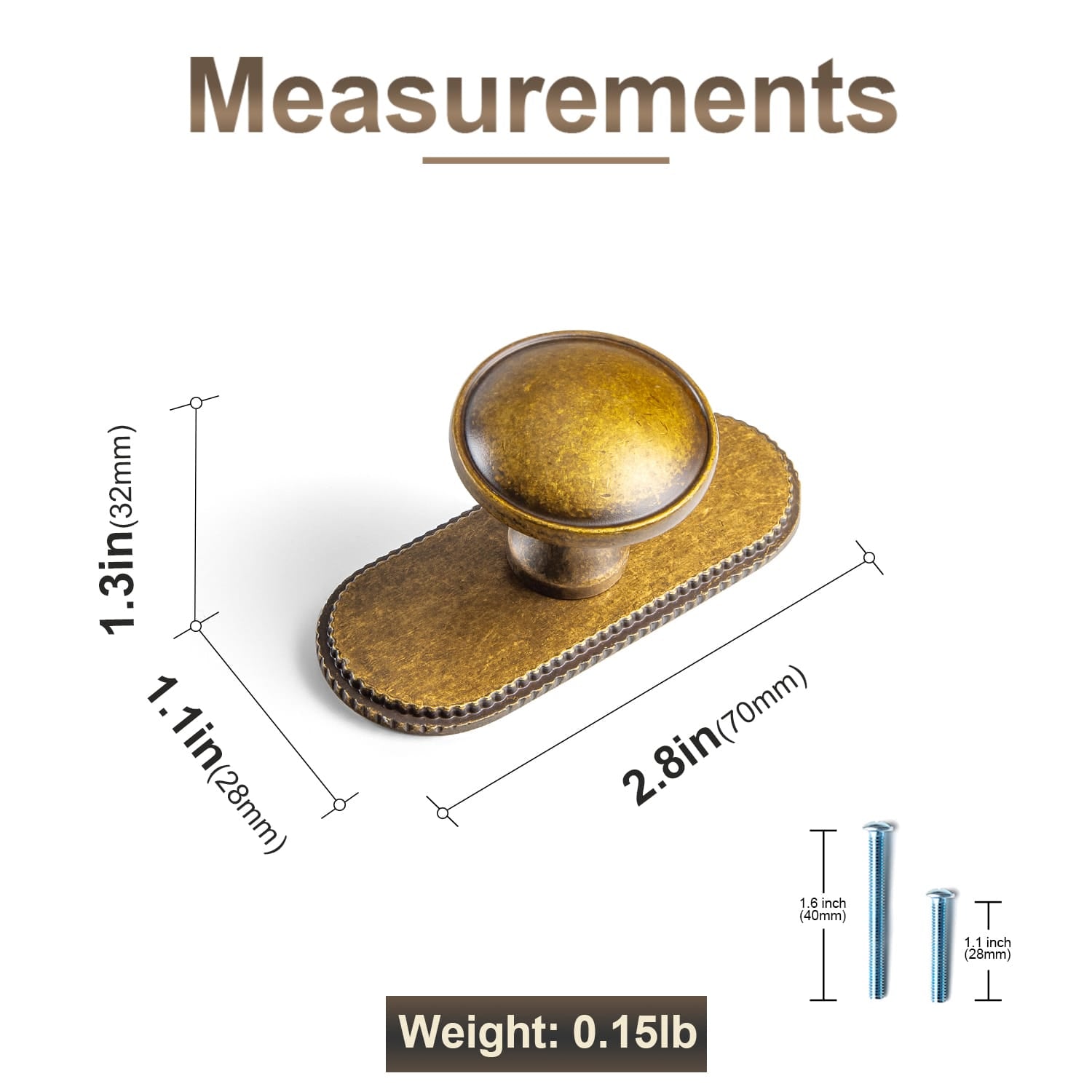 Goo-Ki Antique Brass Cabinet Knobs Zinc Alloy Round Drawer Pulls with Vintage Patina Finish Retro Furniture Hardware