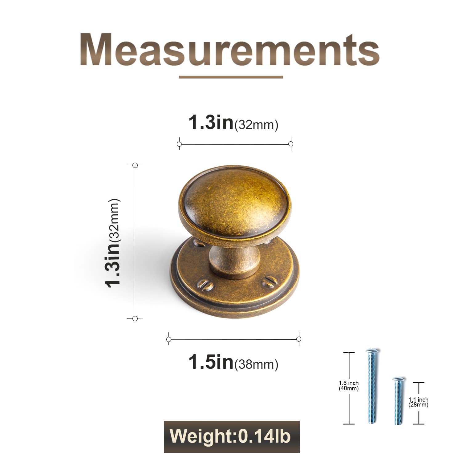Goo-Ki Antique Brass Cabinet Knobs Zinc Alloy Round Drawer Pulls with Vintage Patina Finish Retro Furniture Hardware