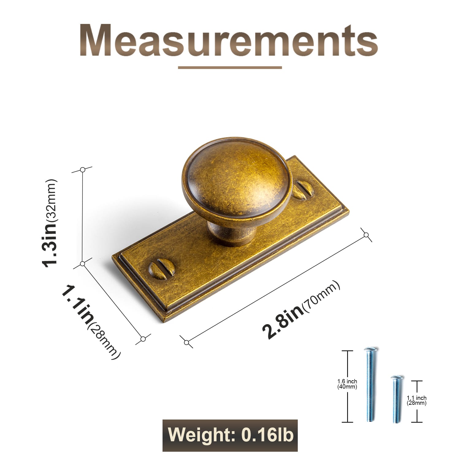 Goo-Ki Antique Brass Cabinet Knobs Zinc Alloy Round Drawer Pulls with Vintage Patina Finish Retro Furniture Hardware