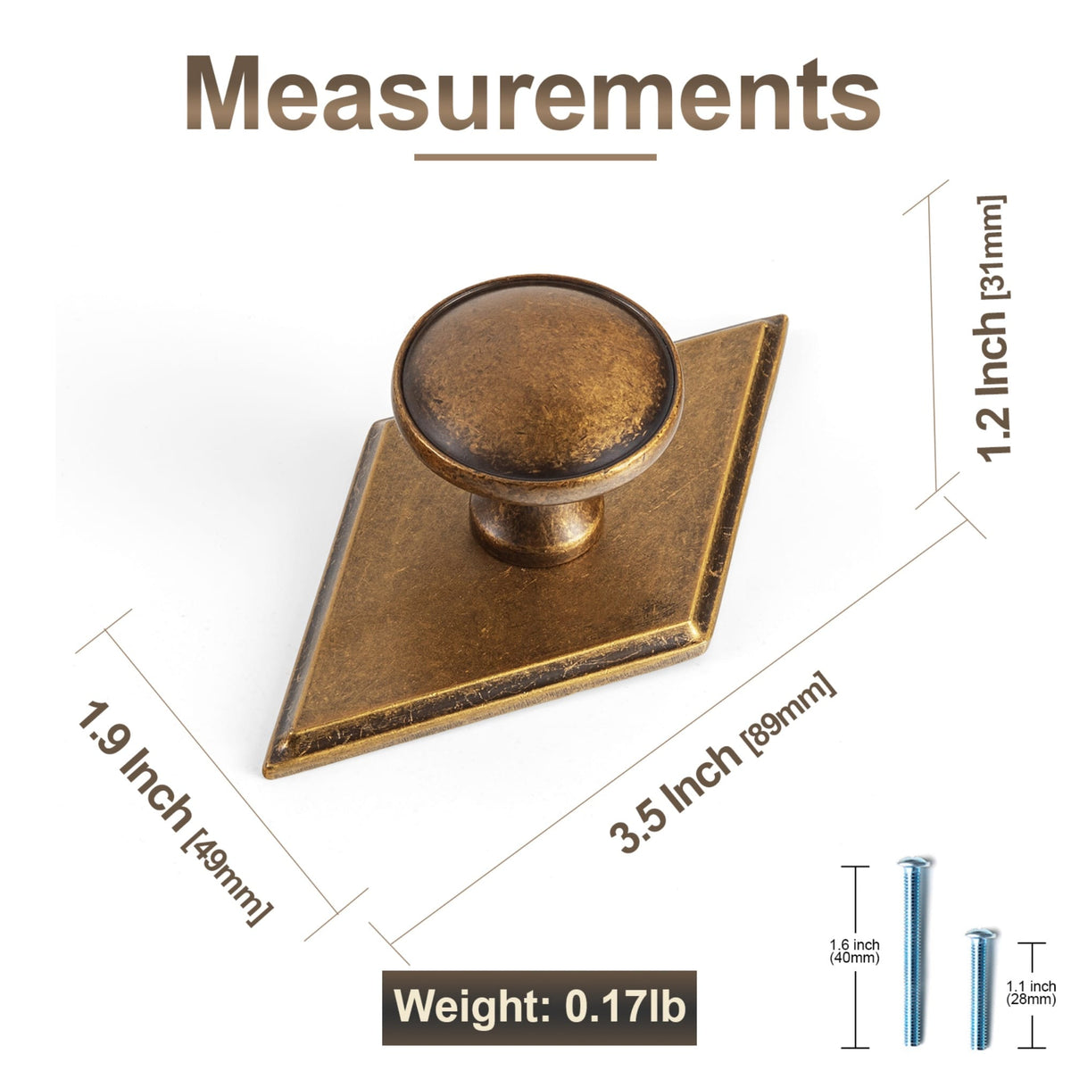 Goo-Ki Antique Brass Cabinet Knobs Zinc Alloy Round Drawer Pulls with Vintage Patina Finish Retro Furniture Hardware