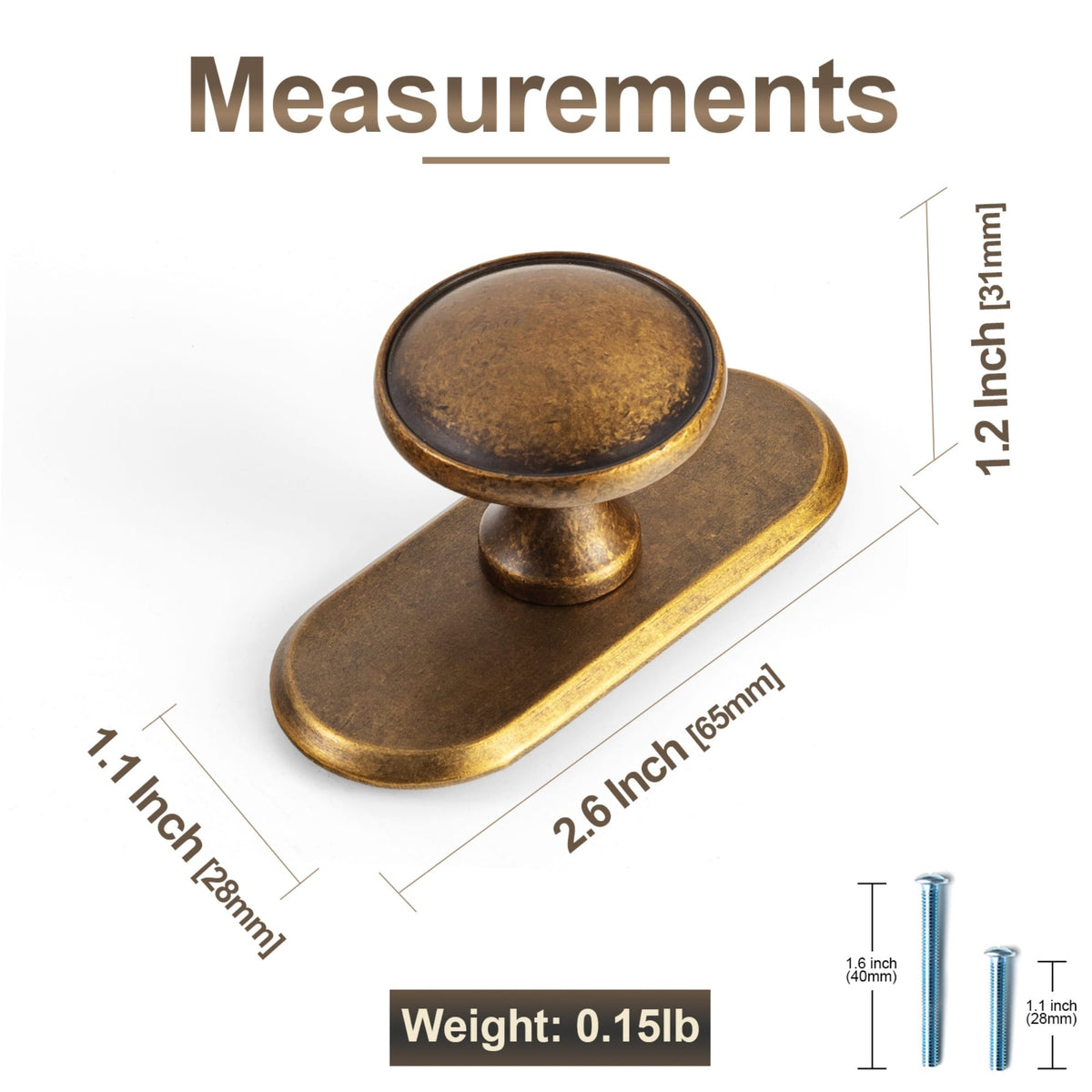 Goo-Ki Antique Brass Cabinet Knobs Zinc Alloy Round Drawer Pulls with Vintage Patina Finish Retro Furniture Hardware