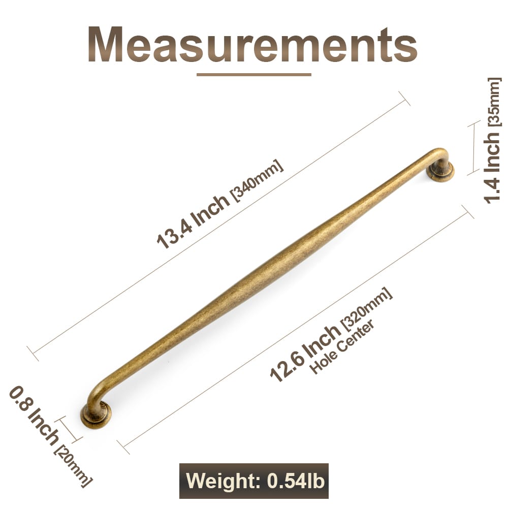 Goo-Ki Antique Brass Cabinet Pulls Solid Drawer Handles for Kitchen