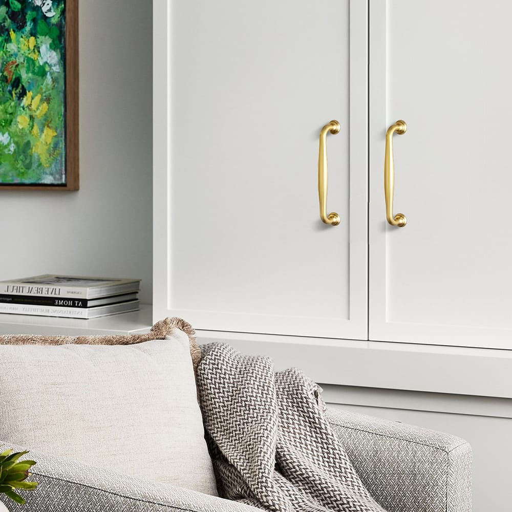 Goo-Ki Antique Brass Cabinet Pulls Solid Drawer Handles for Kitchen